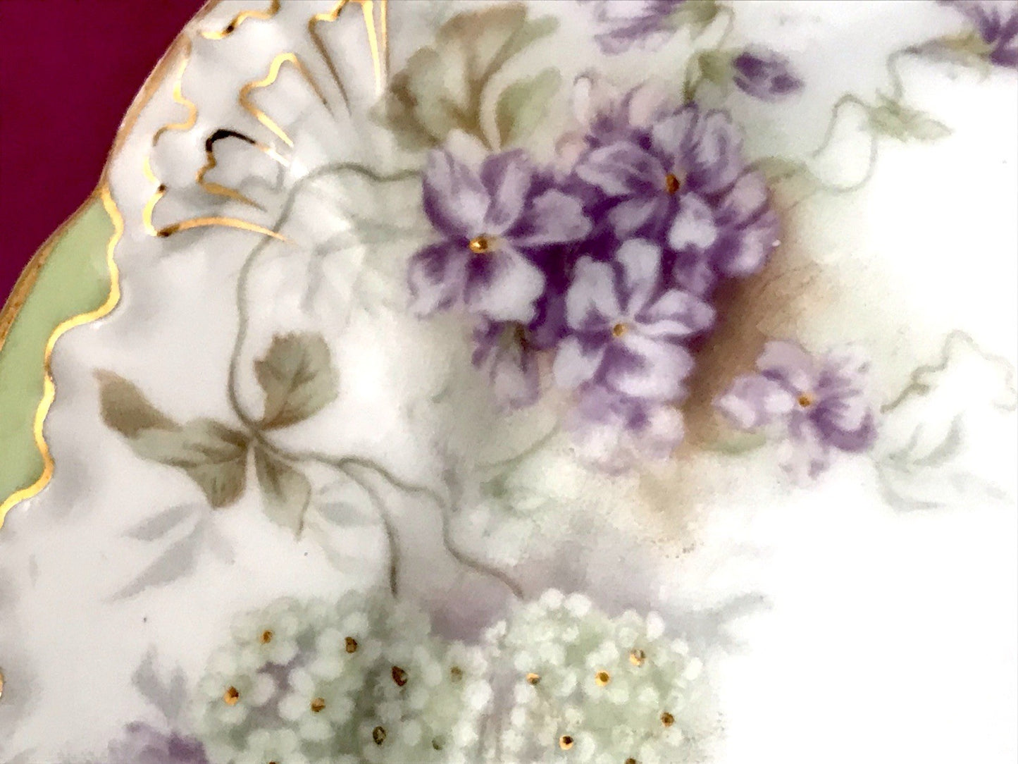 Antik 4 Dessert Kuchen Teller Jugendstil Blumen Muster Jäger&Co Kuchenteller