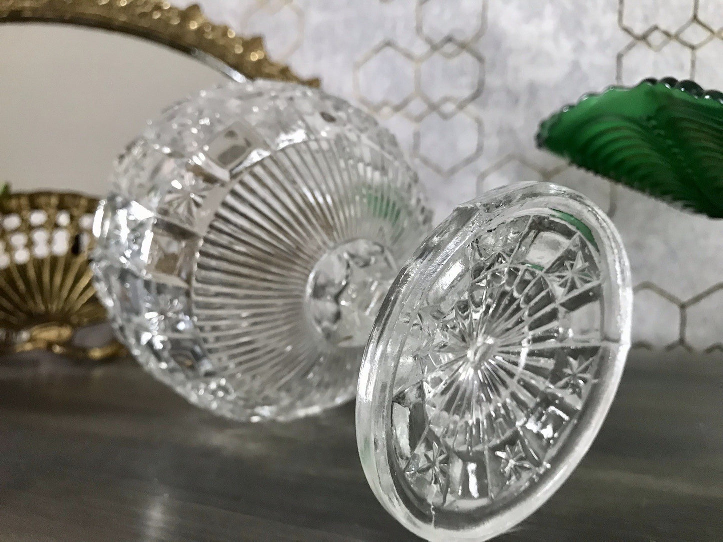 Antik Jugendstil Art Déco Pressglas Glas Fußschale Schale Zuckerschale