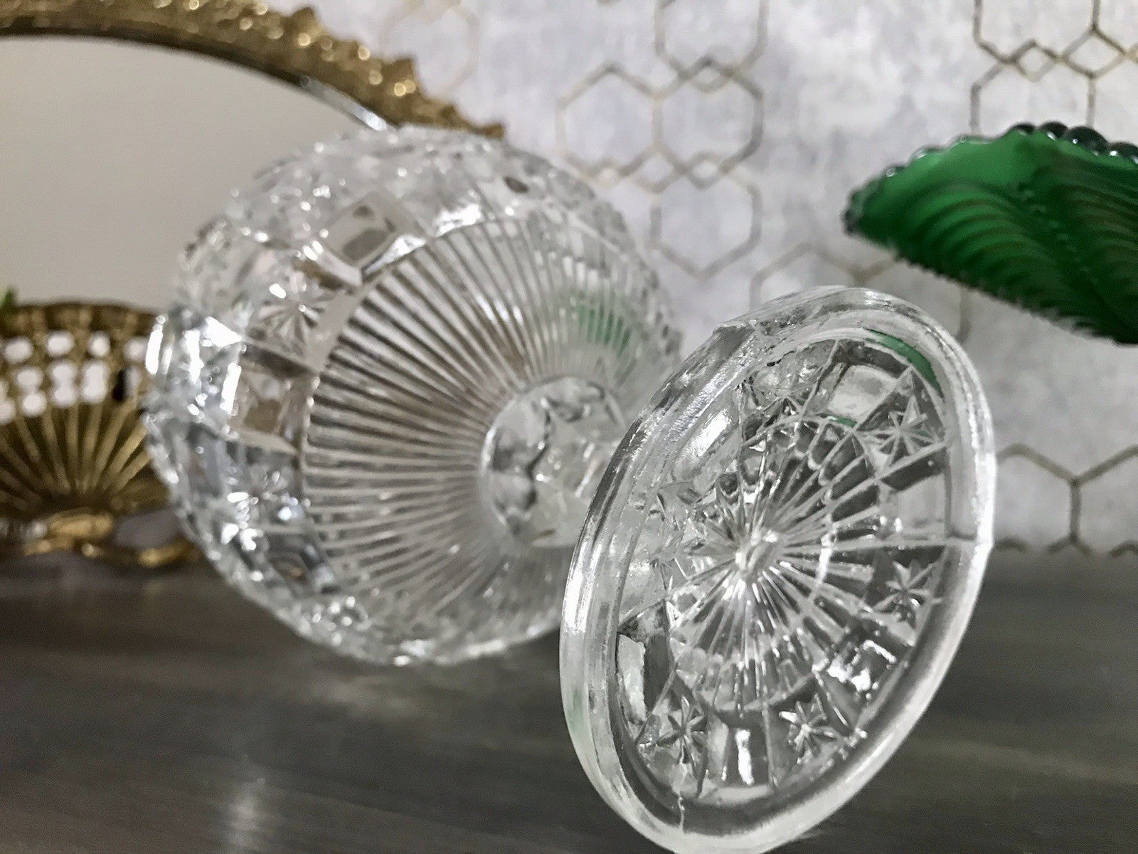 Antik Jugendstil Art Déco Pressglas Glas Fußschale Schale Zuckerschale