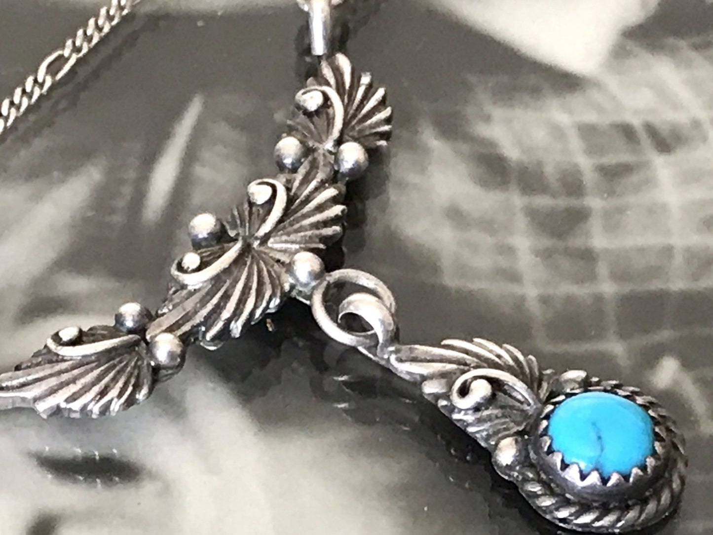 Antik alt 925 Sterling Silber Collier Halskette Türkis