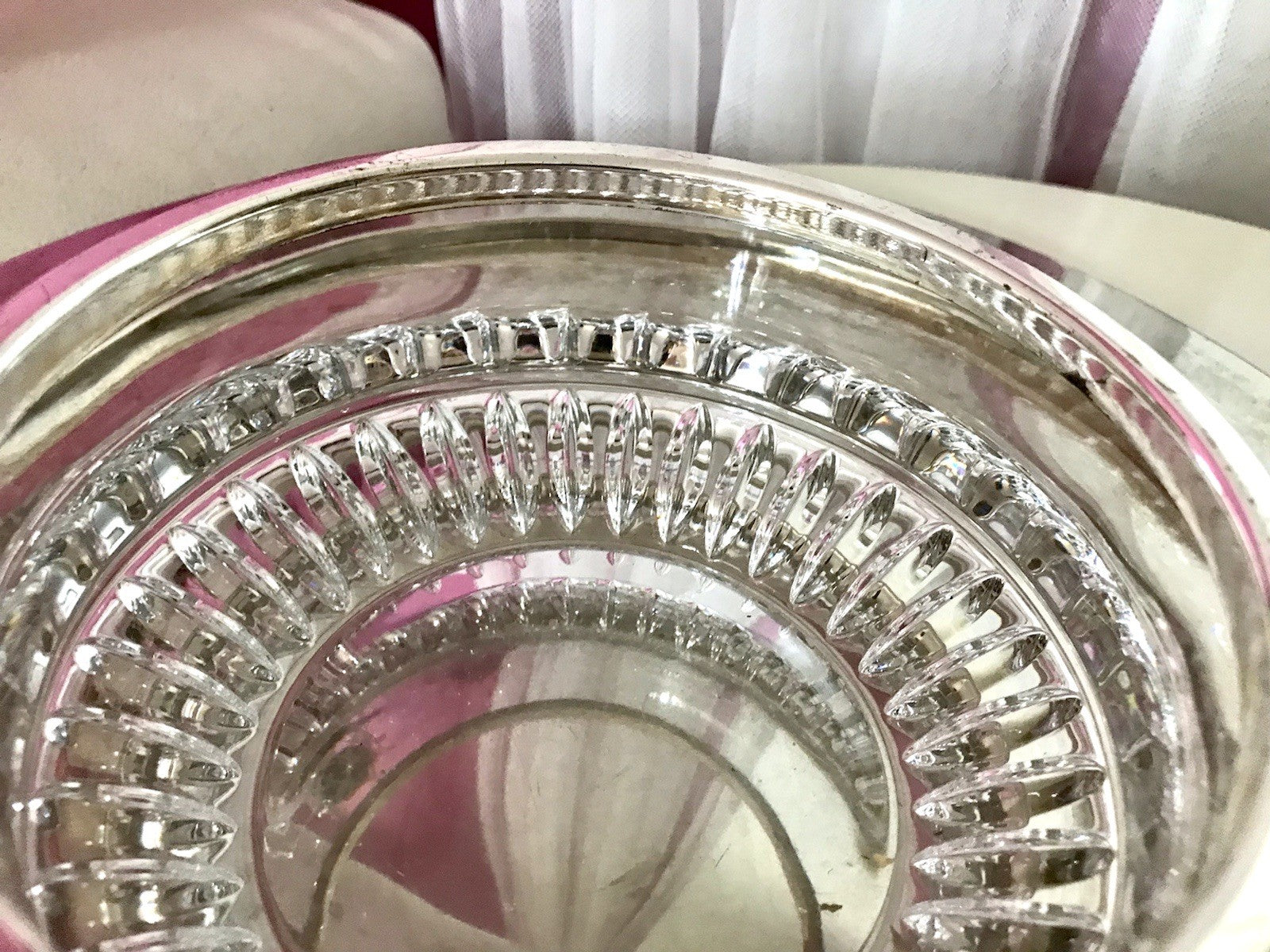 Vintage Nachtmann Glasschale Schale Glas versilberter Rand Bleikristall Europa