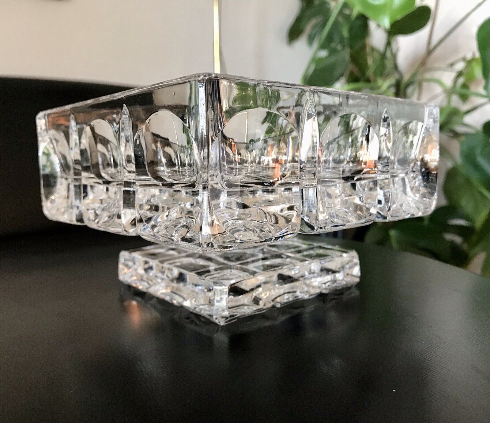 Alt Vintage 60er Bleikristall Schale Glasschale Kristallglas m. Fuß Glas Schwer