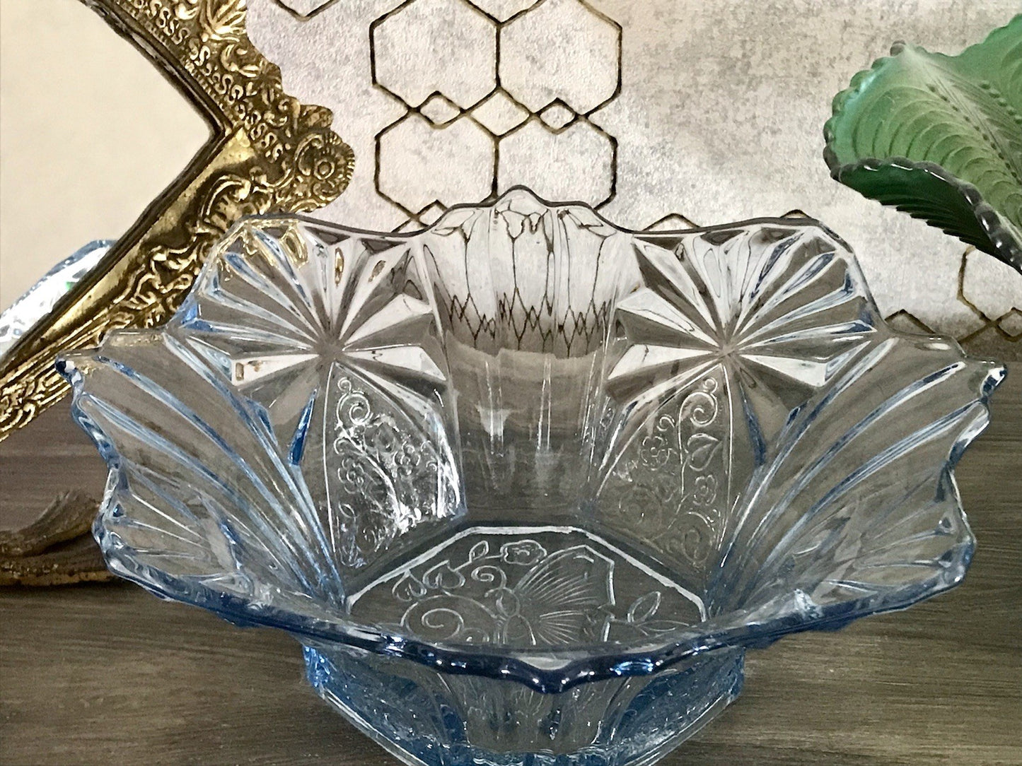 Antik Blau Art Déco Schale Pressglas Glasschale So Schön!