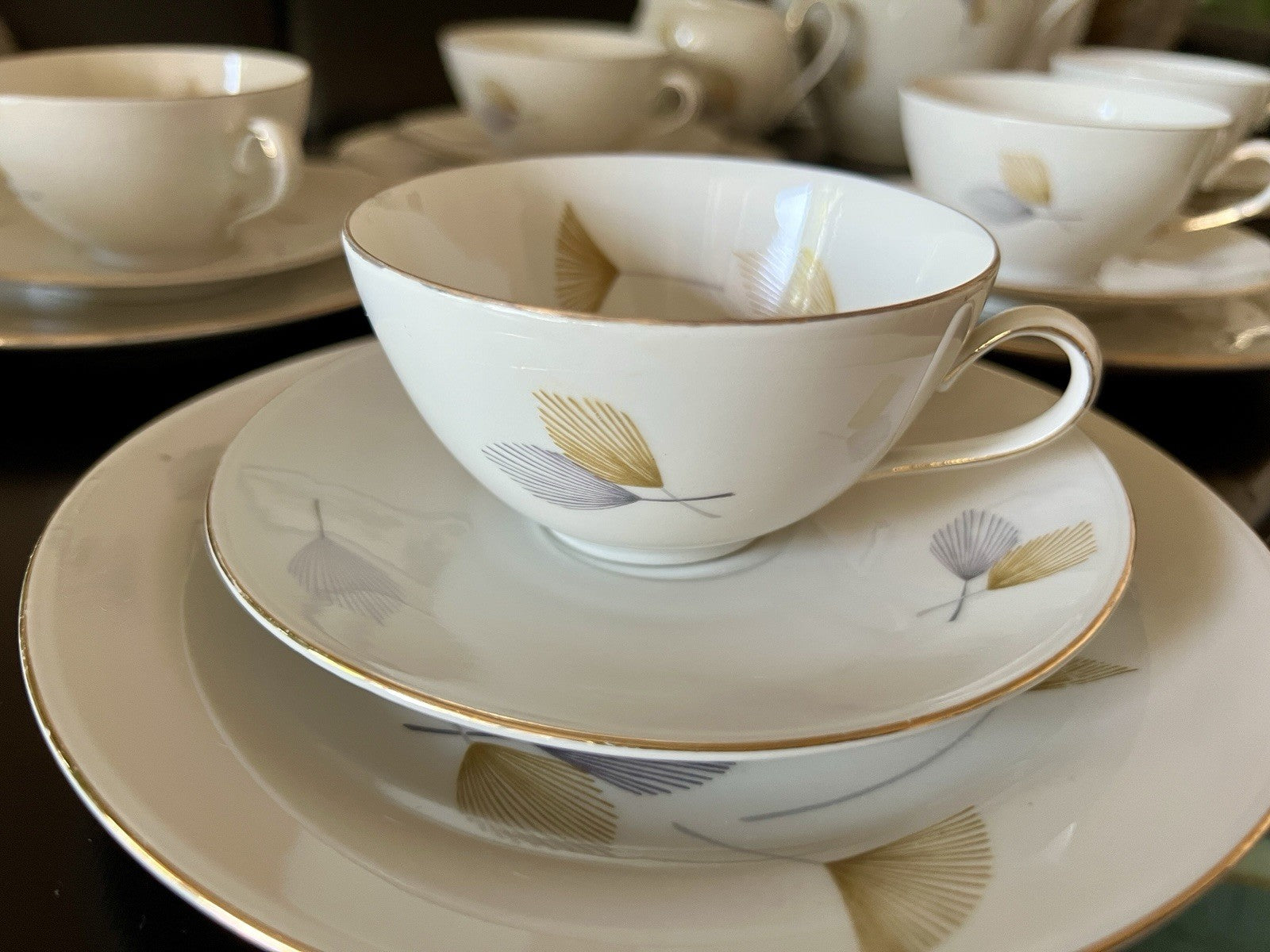 Edel Vintage Seltmann Weiden Porzellan Kaffeeservice 6 Pers. Elfenbein MCM
