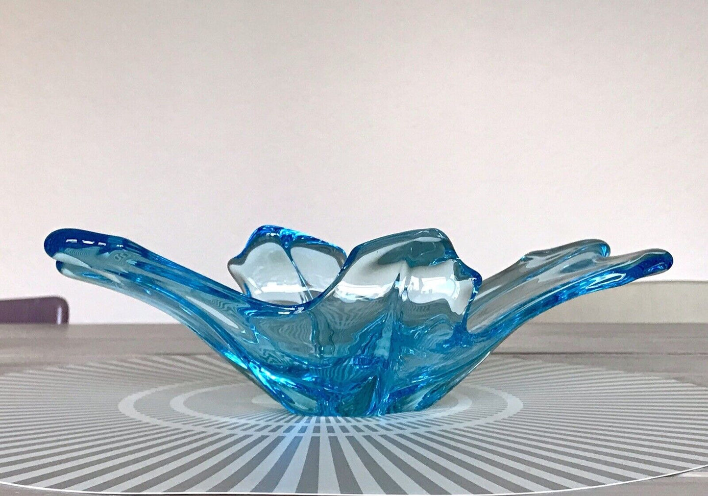 Murano 60er 70er Jahre Schale Glas Schön zipfelig türkis blau