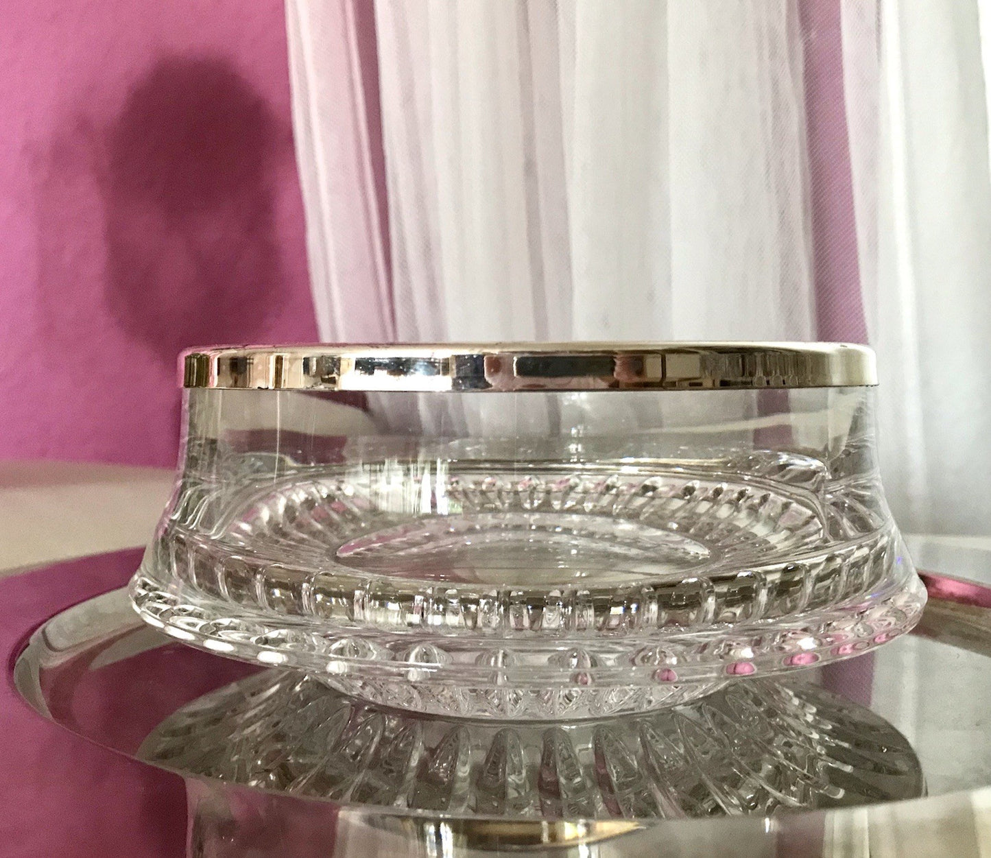 Vintage Nachtmann Glasschale Schale Glas versilberter Rand Bleikristall Europa