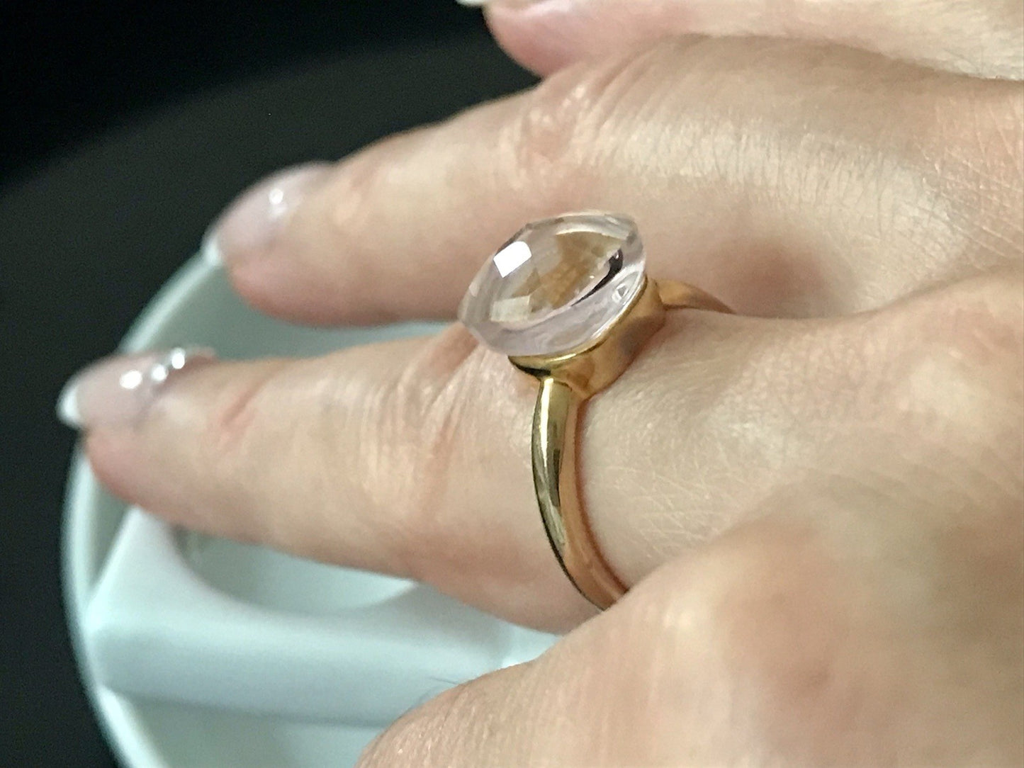 Vintage alt Damen Ring rosa Stein Silber 925 Gr.54 Rubbelit? vergoldet