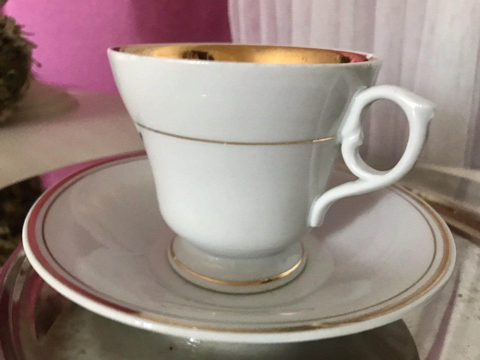 Antik Porzellan Andenken Becher Gedeck Sammeltasse Tasse „Dem Hausherrn“
