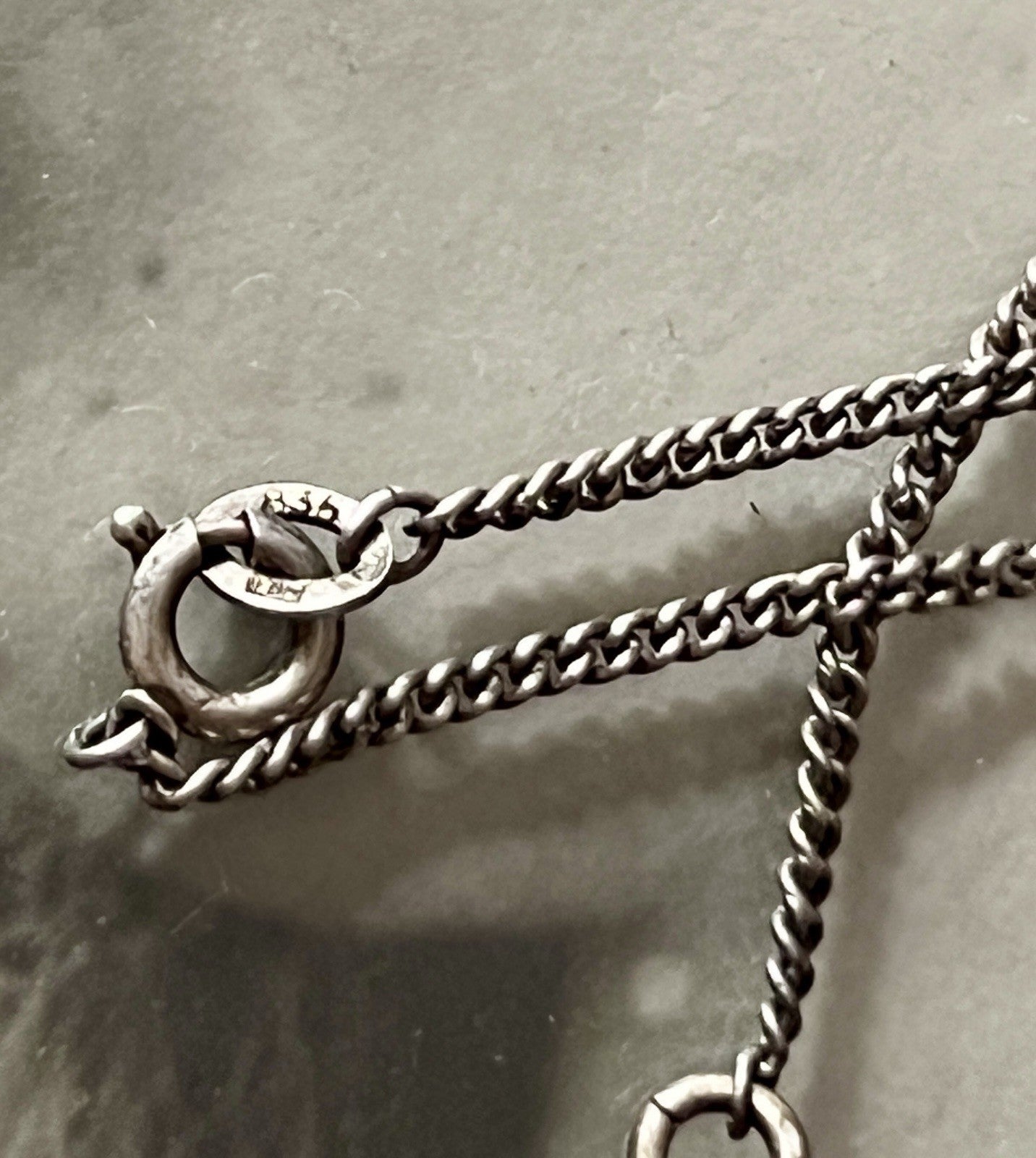 Vintage Antik? 835 Silber Collier Halskette Aurora Borealis? Steine