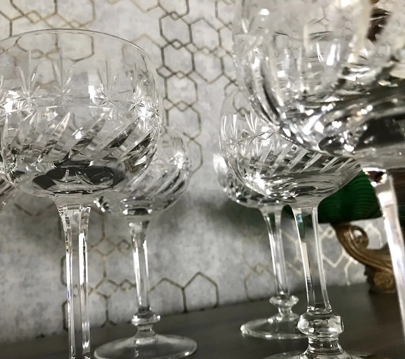 Antik Art Déco 5 Weingläser Gläser Schliff Kristallglas Edel Schön Treviris V&B