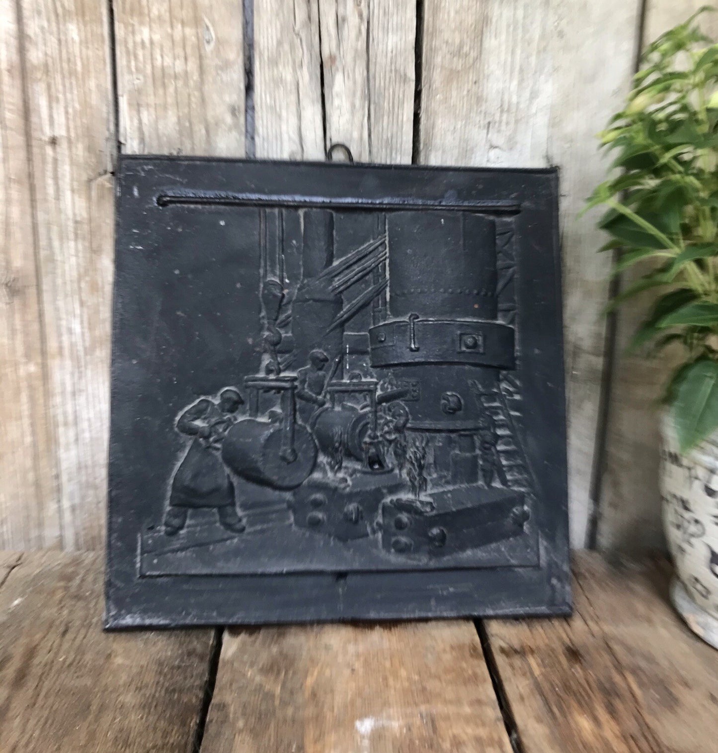 Alt Vintage Eisenguss Wandrelief Bild Relief Gusseisen Eisenhütte Biedenkopf