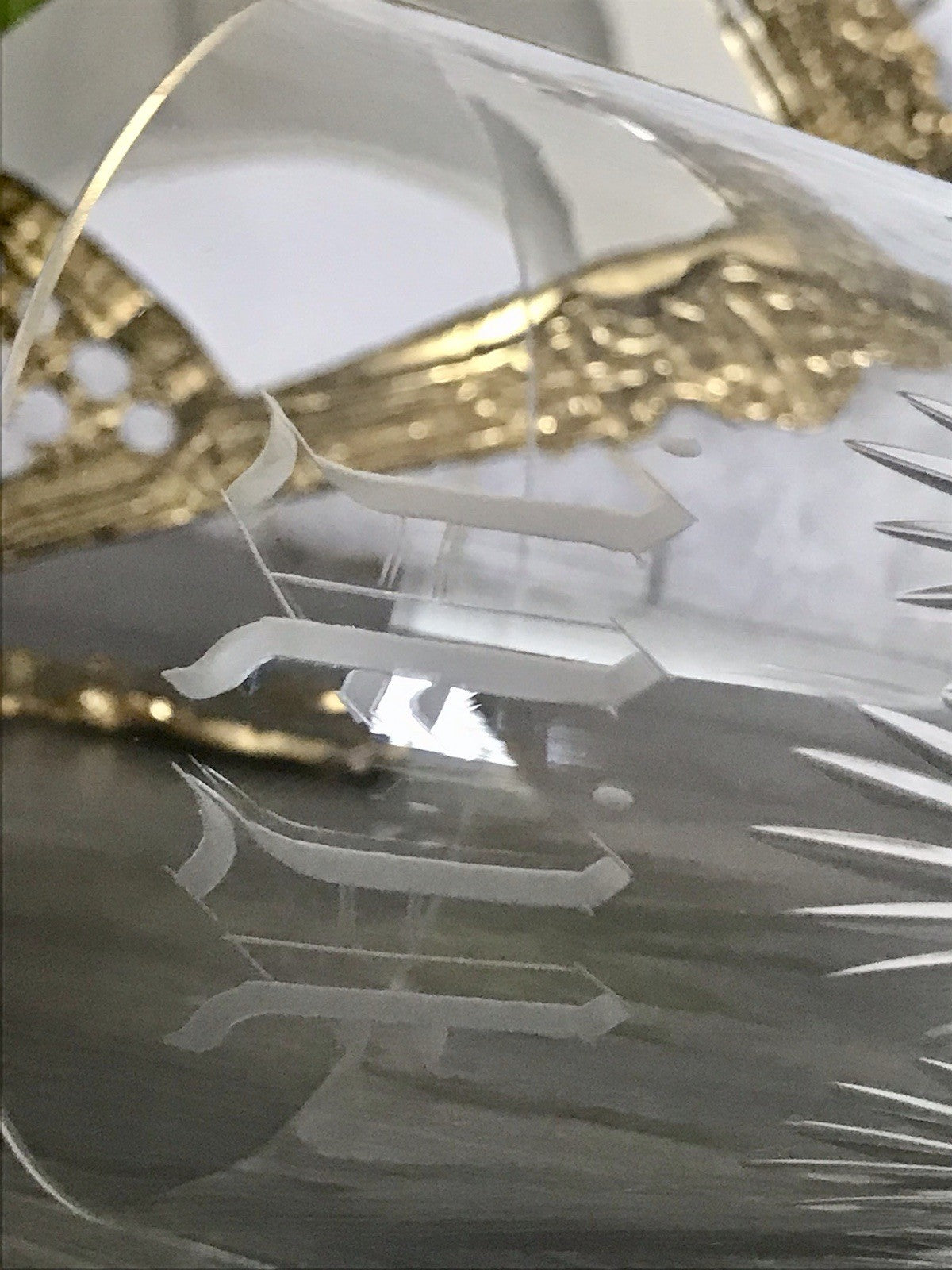 Antik Adenken Glas Pokalglas Kelch Pokalkelch Luftblasen Monogramm Jugendstil