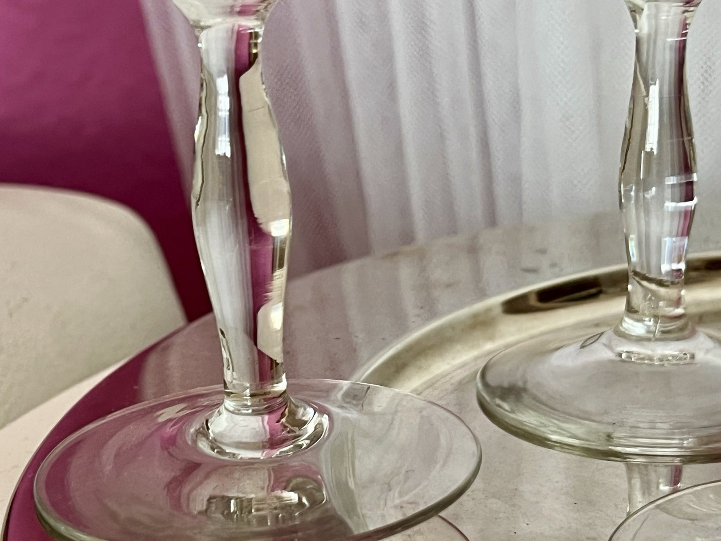 Antik 6 Weingläser Glas So Schön! guillochierte  Borte Edel
