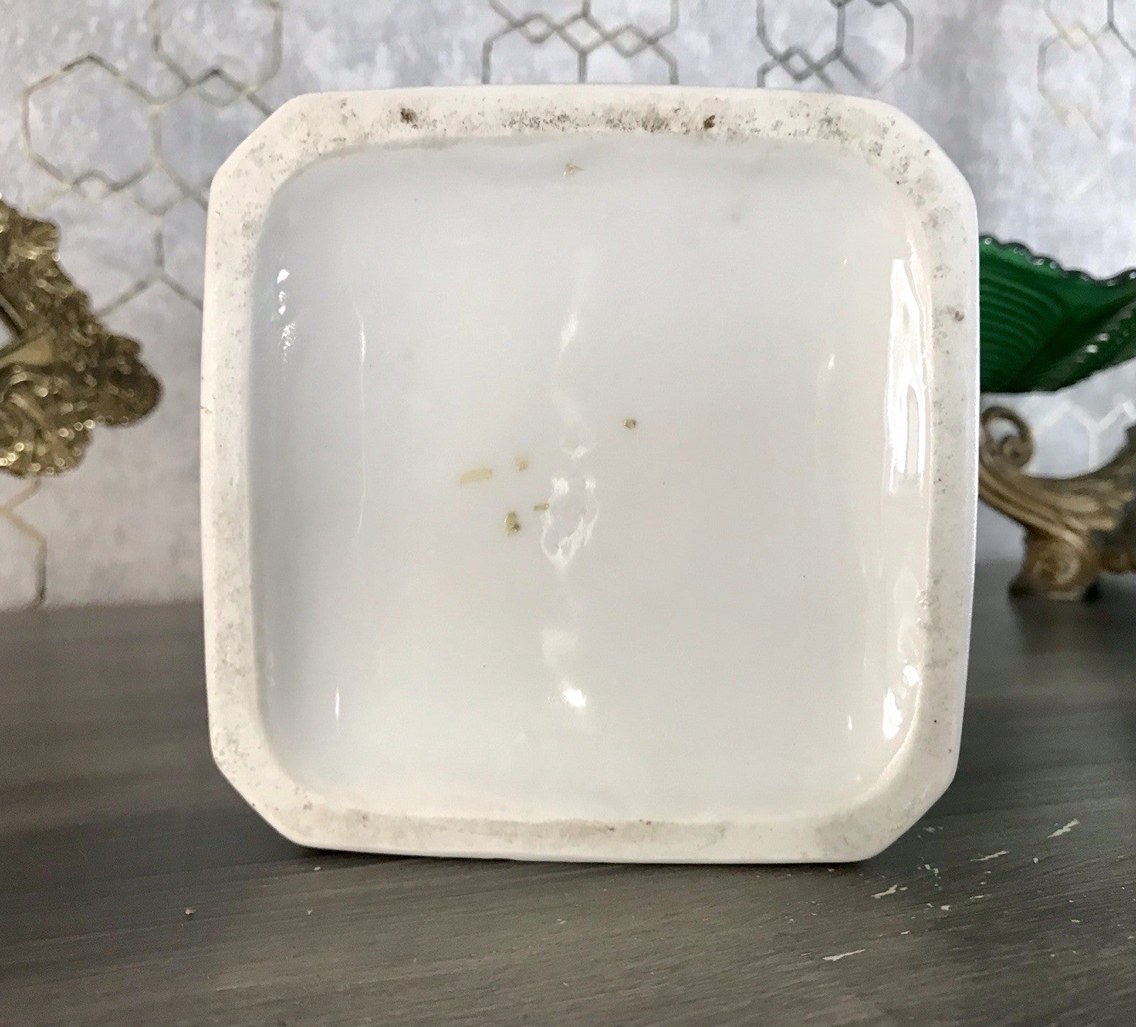 Antik Porzellan Dose Vorratsgefäß Vorratsdose Mehl Blumenborte Art Déco