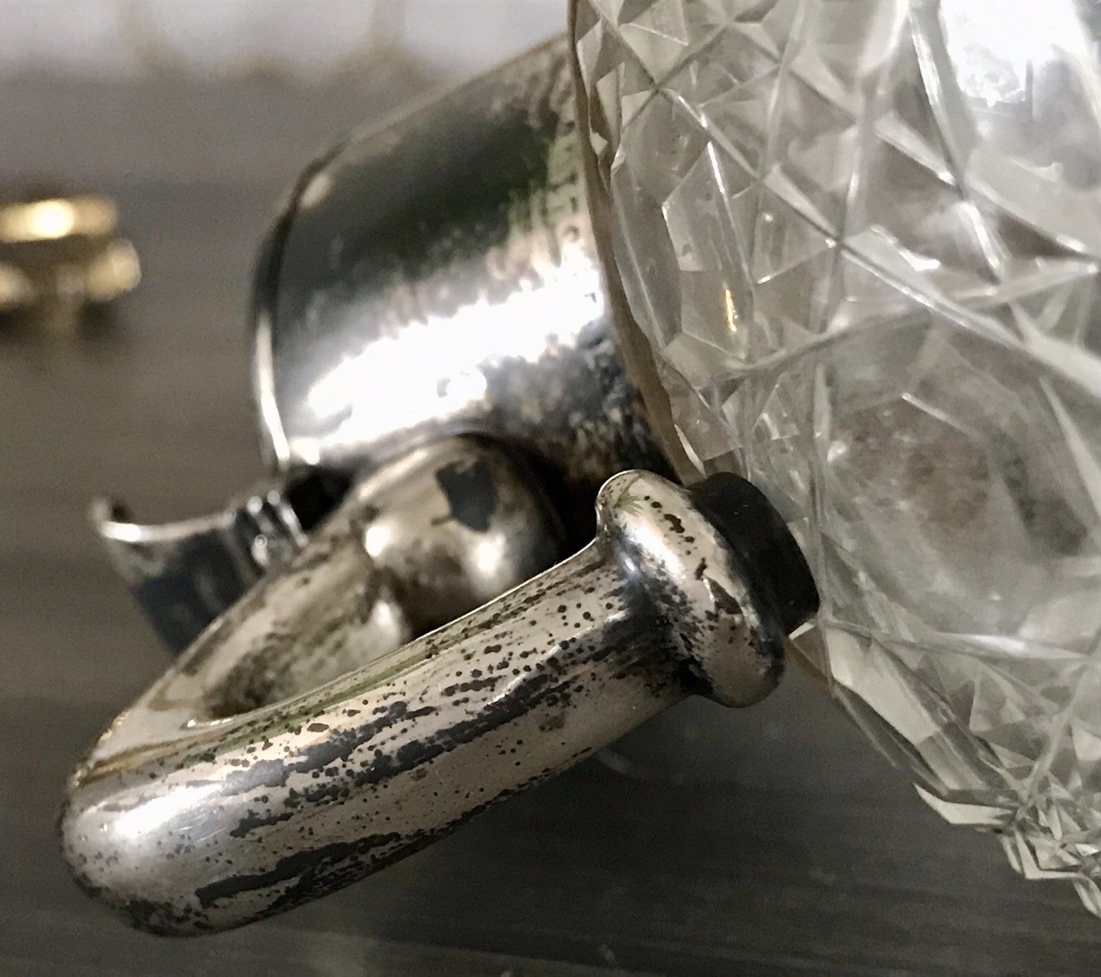 Antik EDEL Schliff Karaffe Kännchen Silber 800 Kristall Glaseinsatz Jugendstil