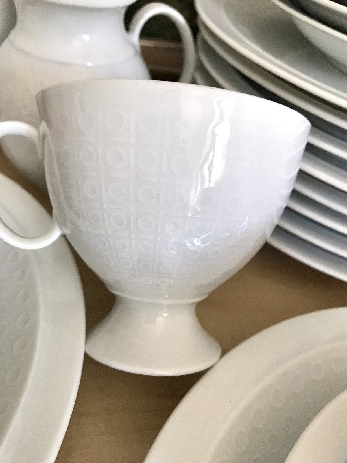 Ak Kaiser Porzellan Kaffeeservice 12 Personen Design weiß kobaltblau mit Relief