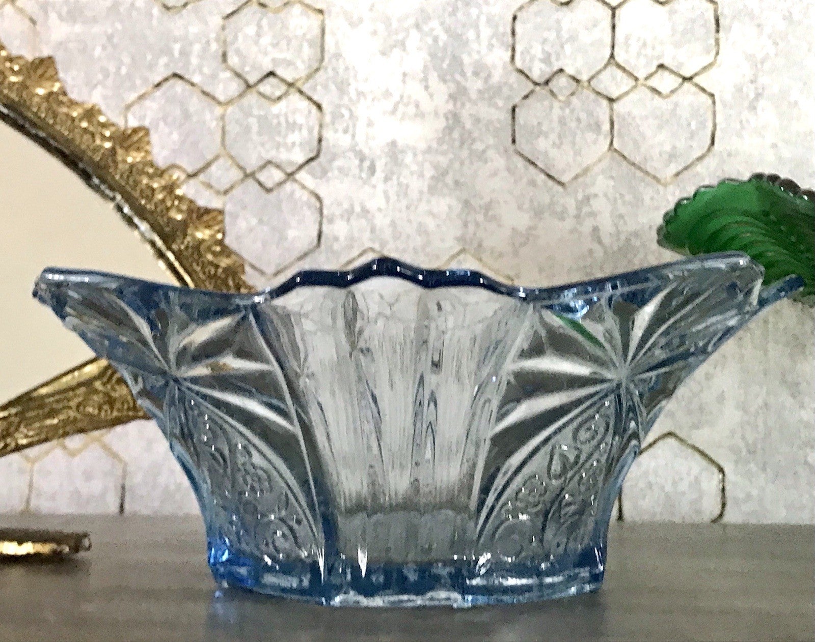Antik Blau Art Déco Schale Pressglas Glasschale So Schön!