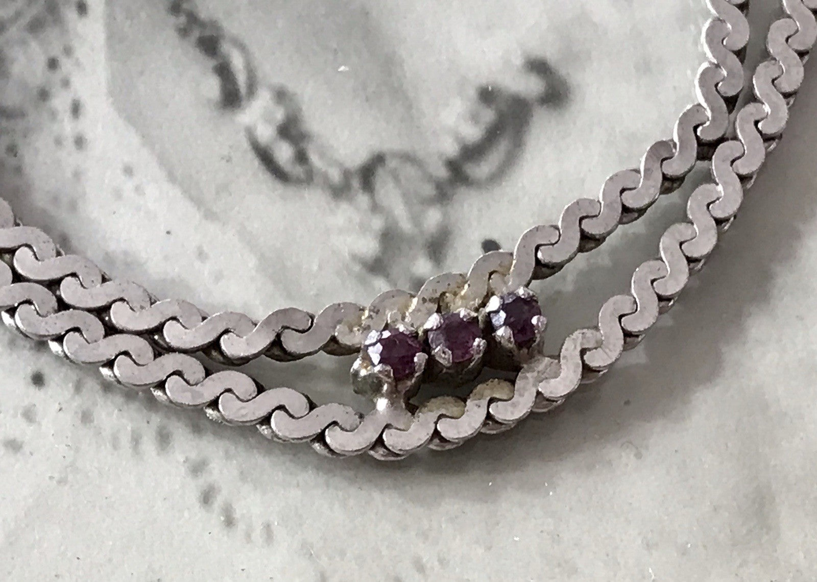 Antik? Edel 835 Silber Collier rhodiniert? Halskette rote Steine Halskette