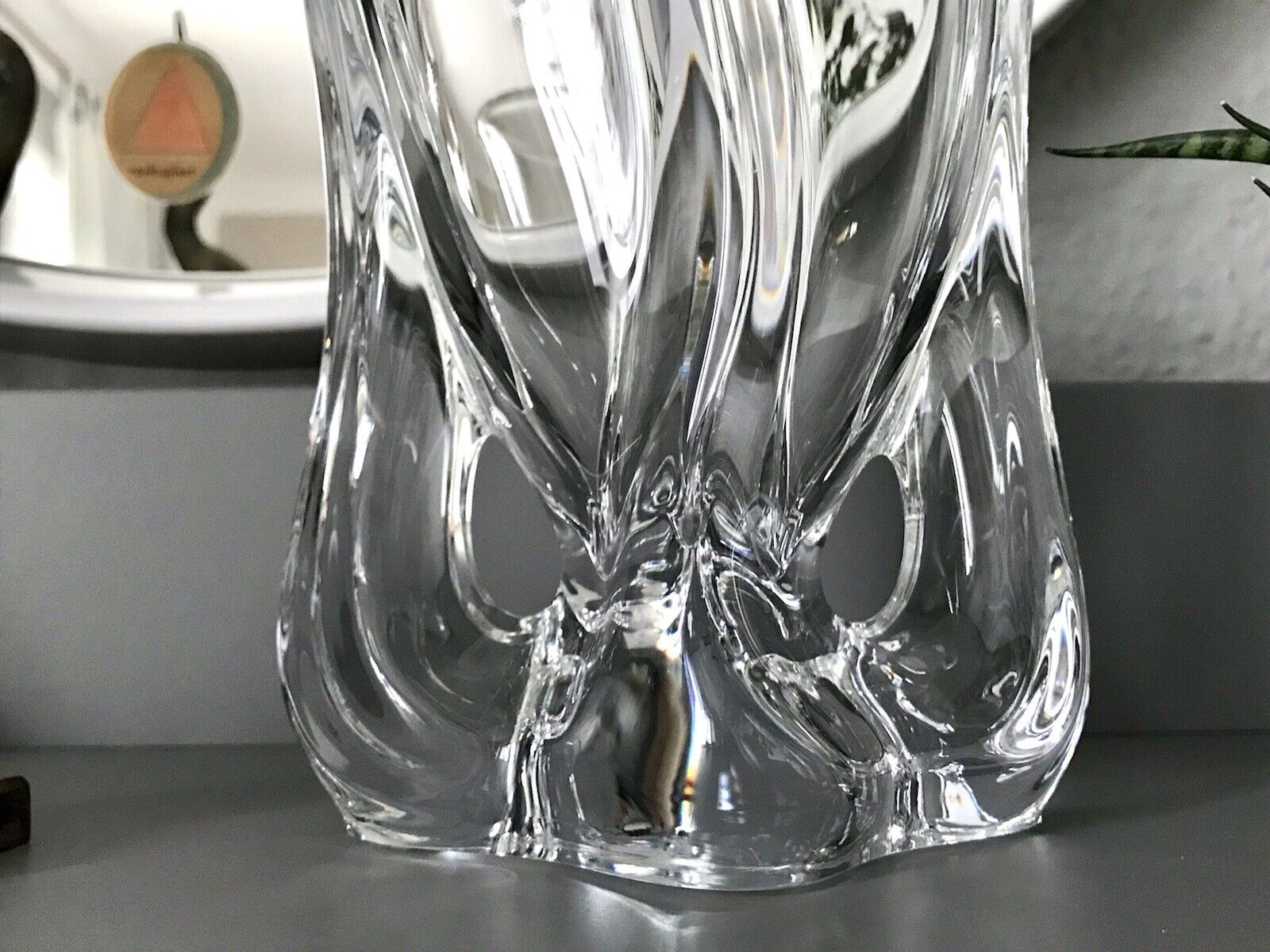 Vintage schwere Vase Glasvase Kristallglas mundgeblasen SCHÖN Art Vannes France