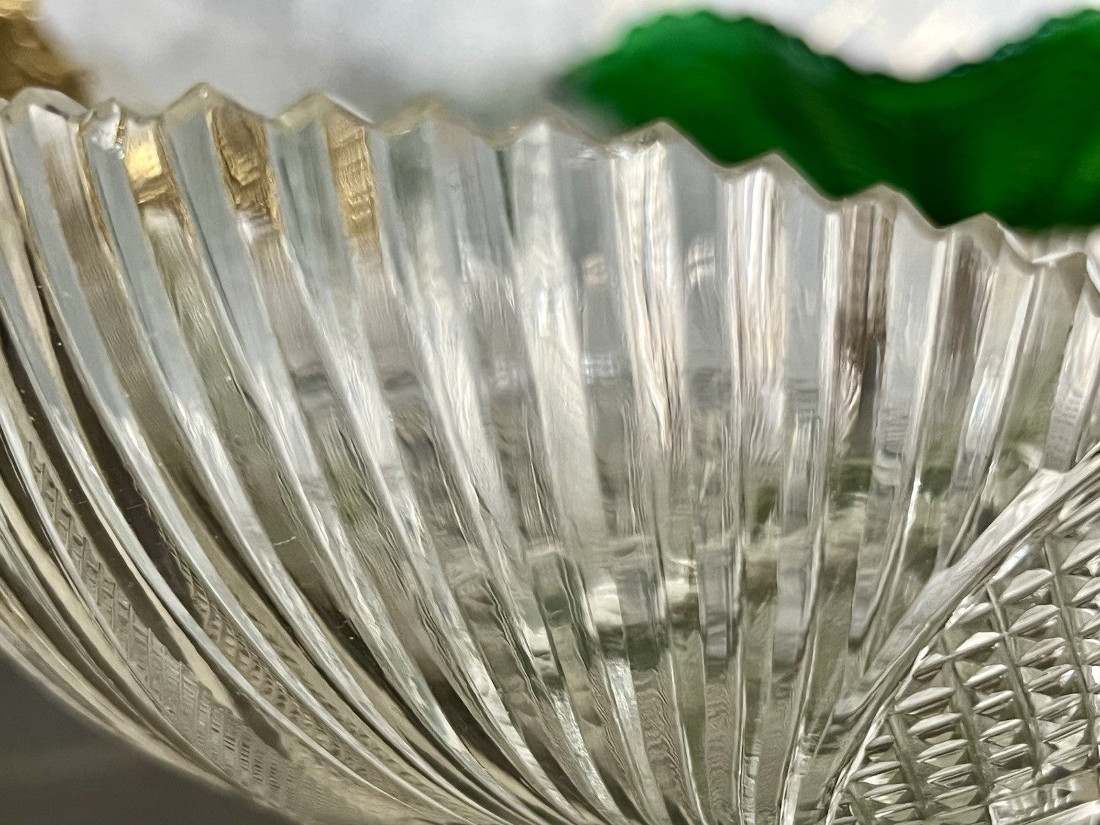 Antik Bleikristall Schale Glasschale Jardiniere Kristallglas Schiffchen Schliff