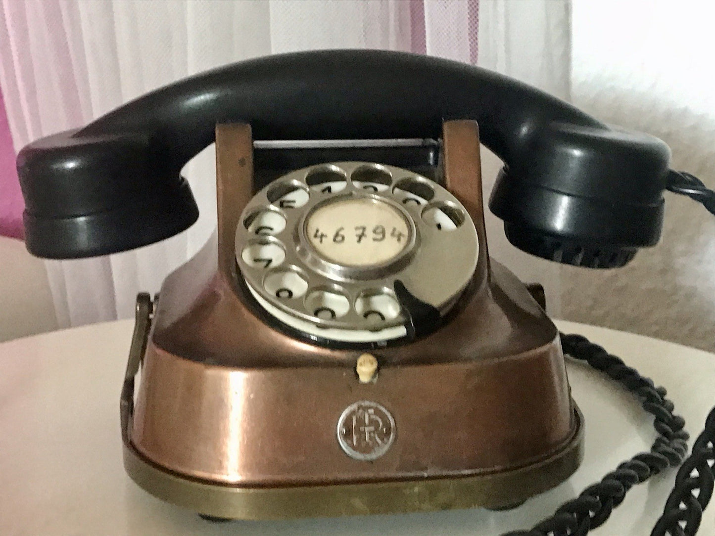 alt 50er beinahe antik FTR Bell Telefon Bakelit Kupfer sehr dekorativ schwer