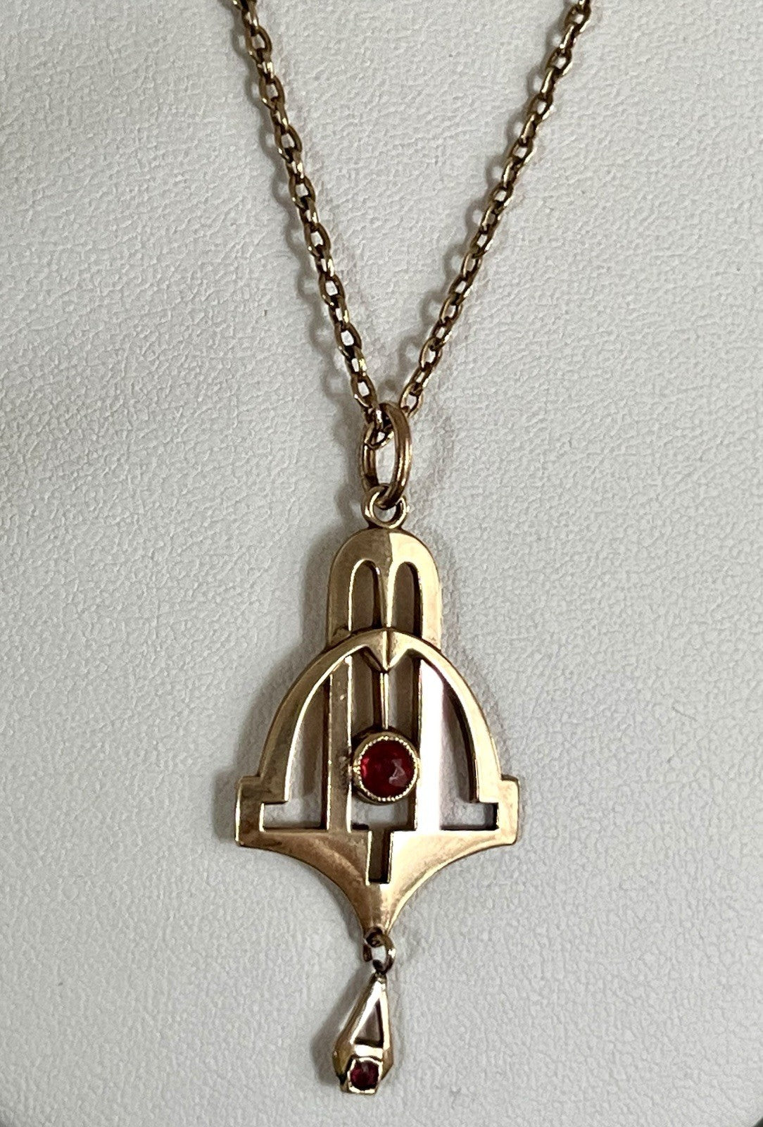 Antik Edel reines Jugendstil Halskette & Anhänger vergoldet Tombak? Amerik.?