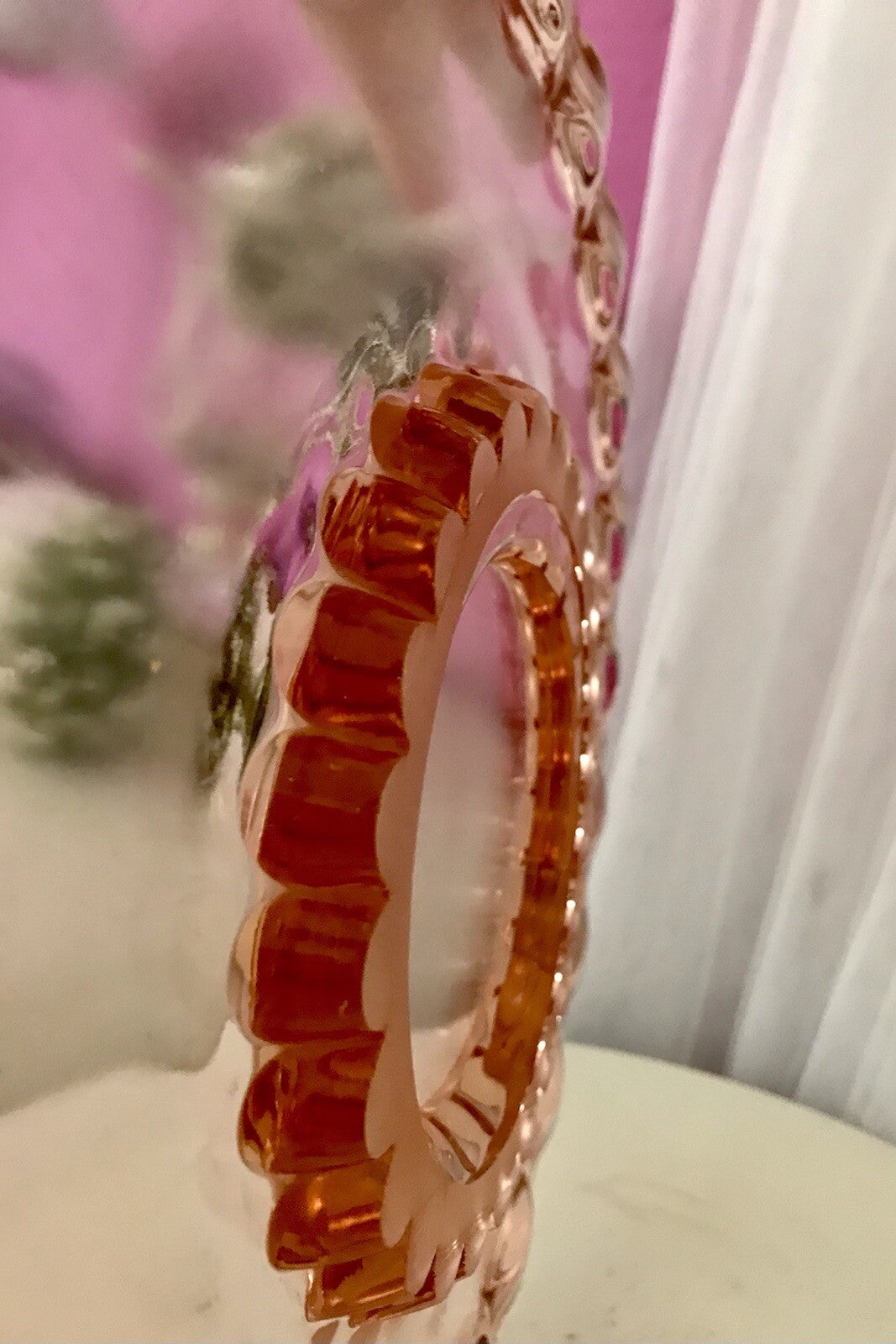 Antik Tortenplatte Tortenständer Rosalin Glas rosa Art Déco Pressglas