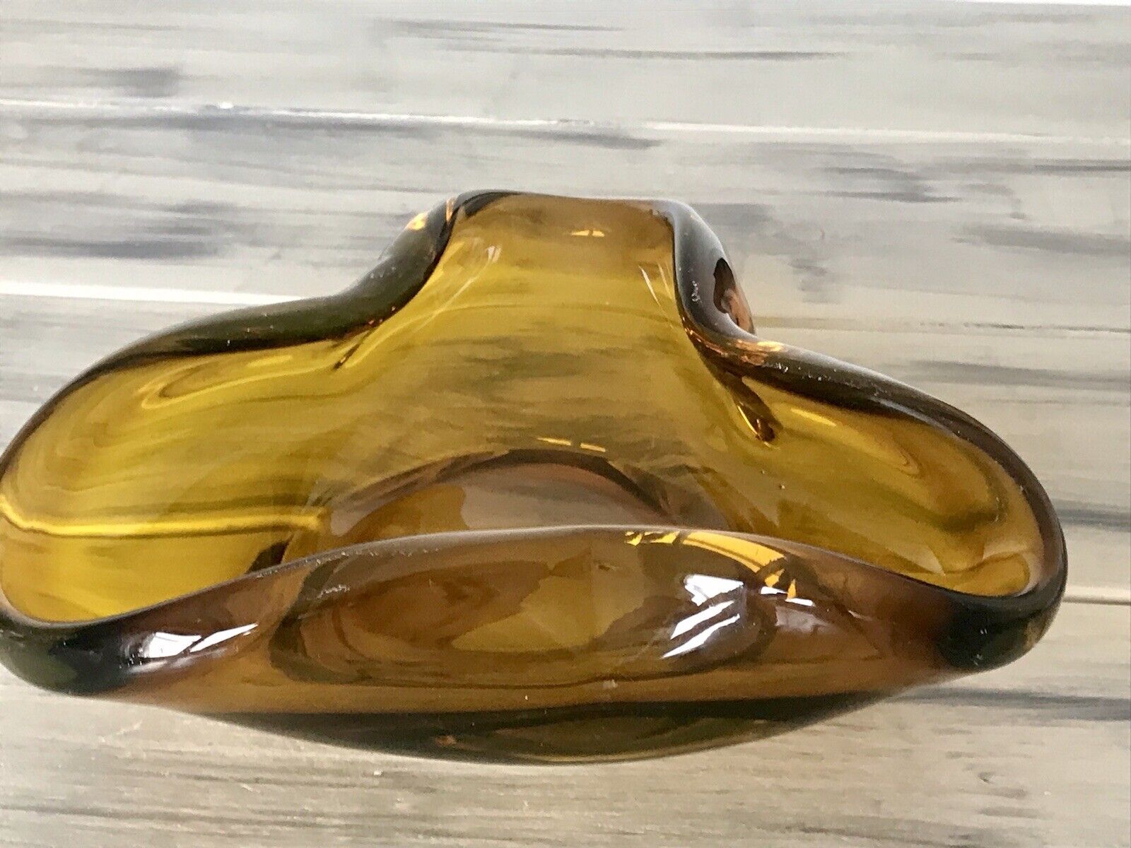 Vintage Murano Barovier ? 60er 70er Schale Glas Bernstein Gelb Amber