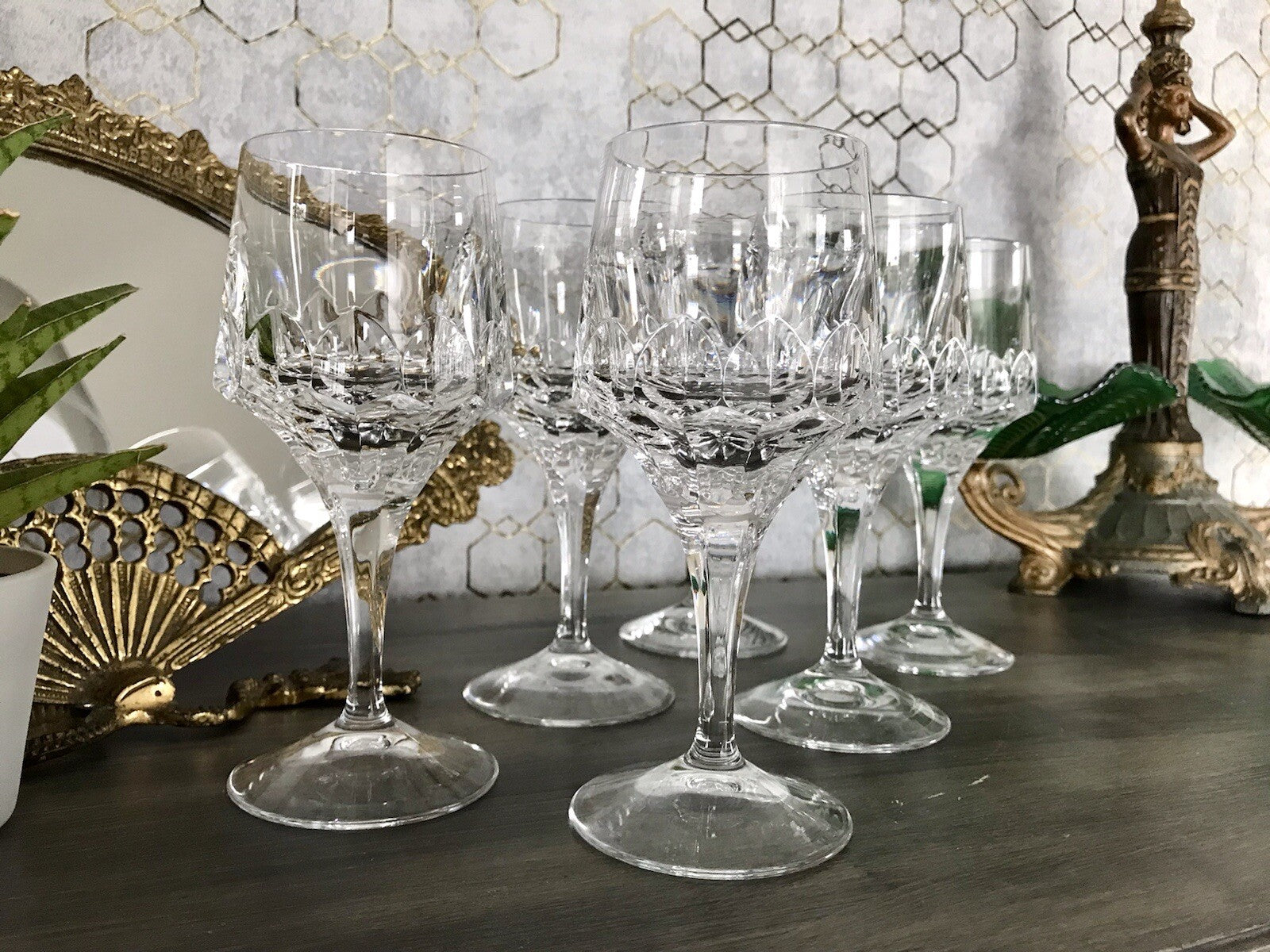 Vintage Edel 6x Weingläser Gläser Kristallglas Peill & Putzler Bleikristall
