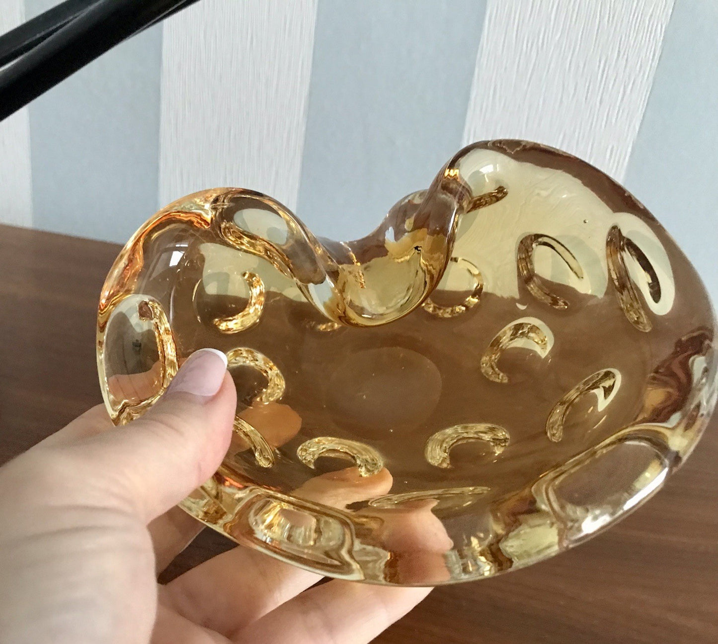 Murano 60er 70er Jahre Nieren Aschenbecher Schale Glas gelb Dubben So Schön!
