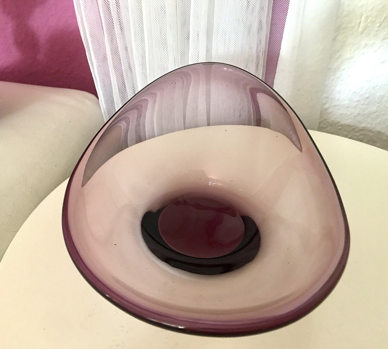 Murano Vintage Design Schale Glas beere aubergine Überfangglas