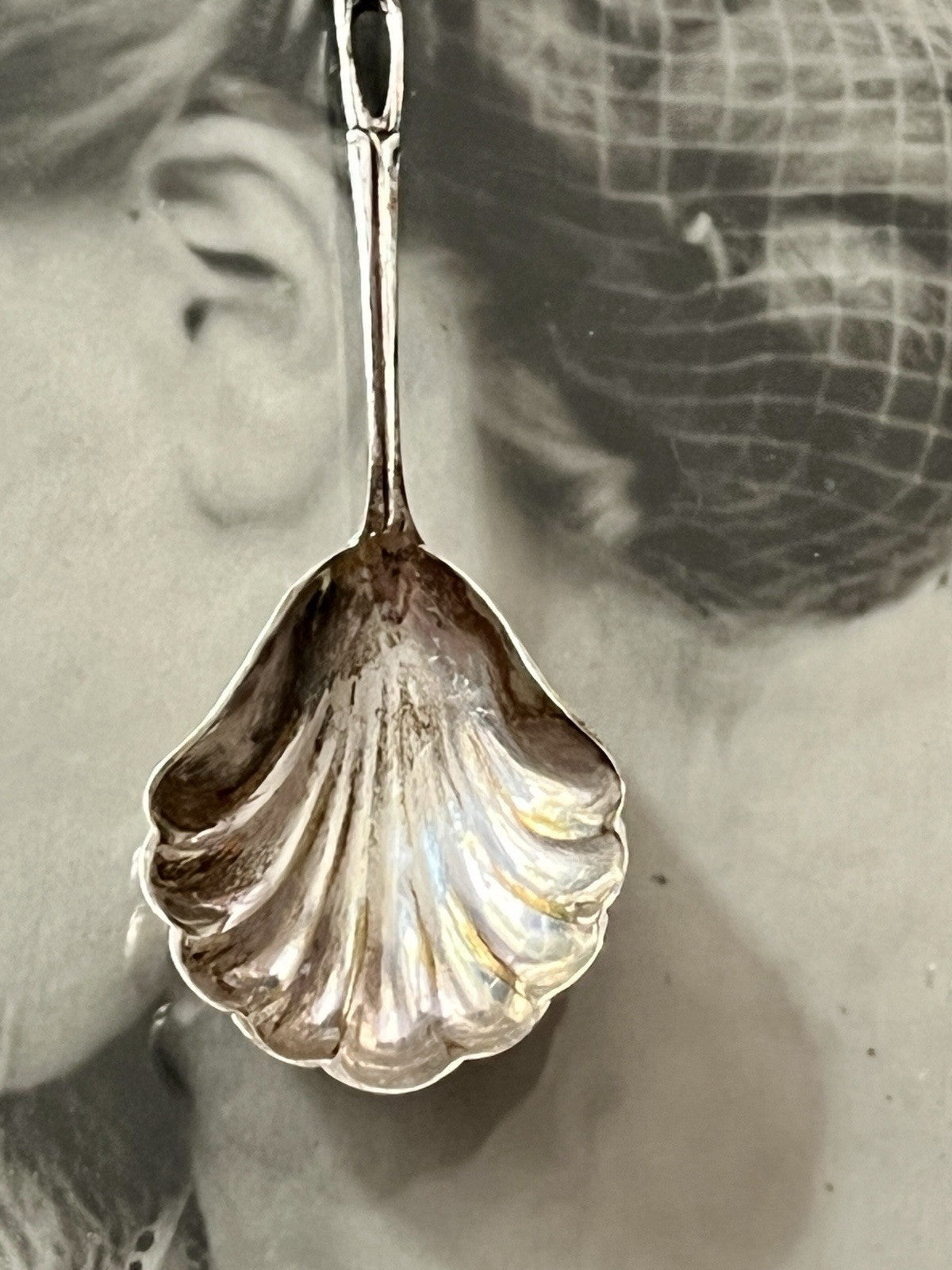 Antik Alt Zucker Löffel 800 Silber 15,19g Hildesheimer Rose Muschel-Laffe