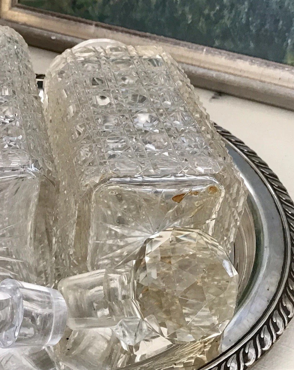 Antik ~1890 Baccarat 1x Glaskaraffe Karaffe Schnitt Bleikristall Edel! Dekanter