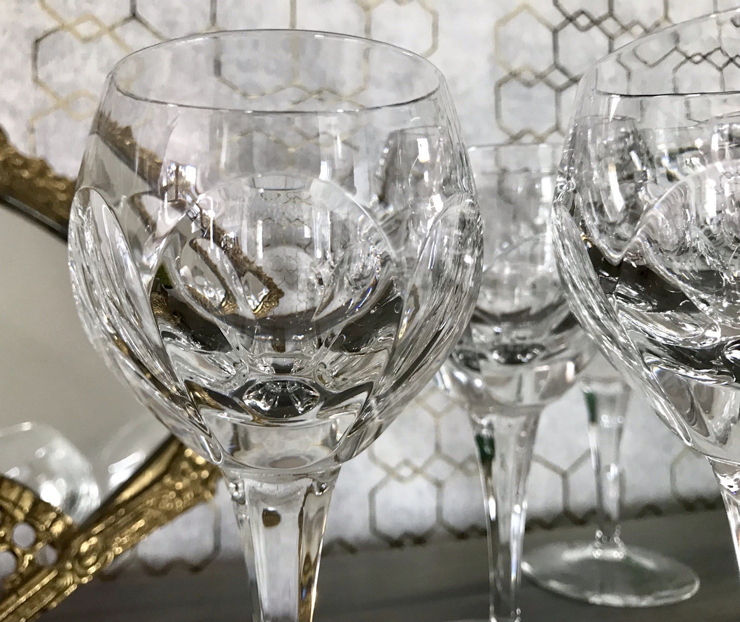 Vintage Edel 5x Weingläser Gläser Kristallglas Bleikristall