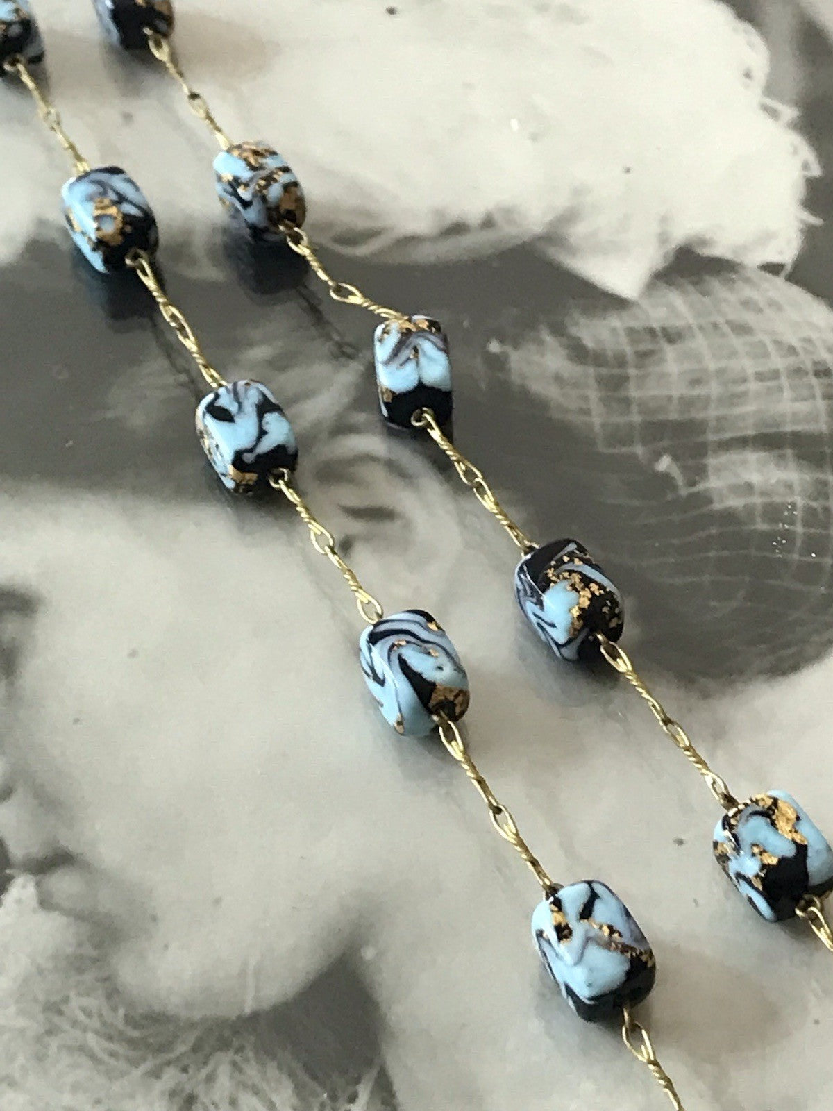 Alt Edel Vintage Halskette Kette Murano Perlen Sehr Schön