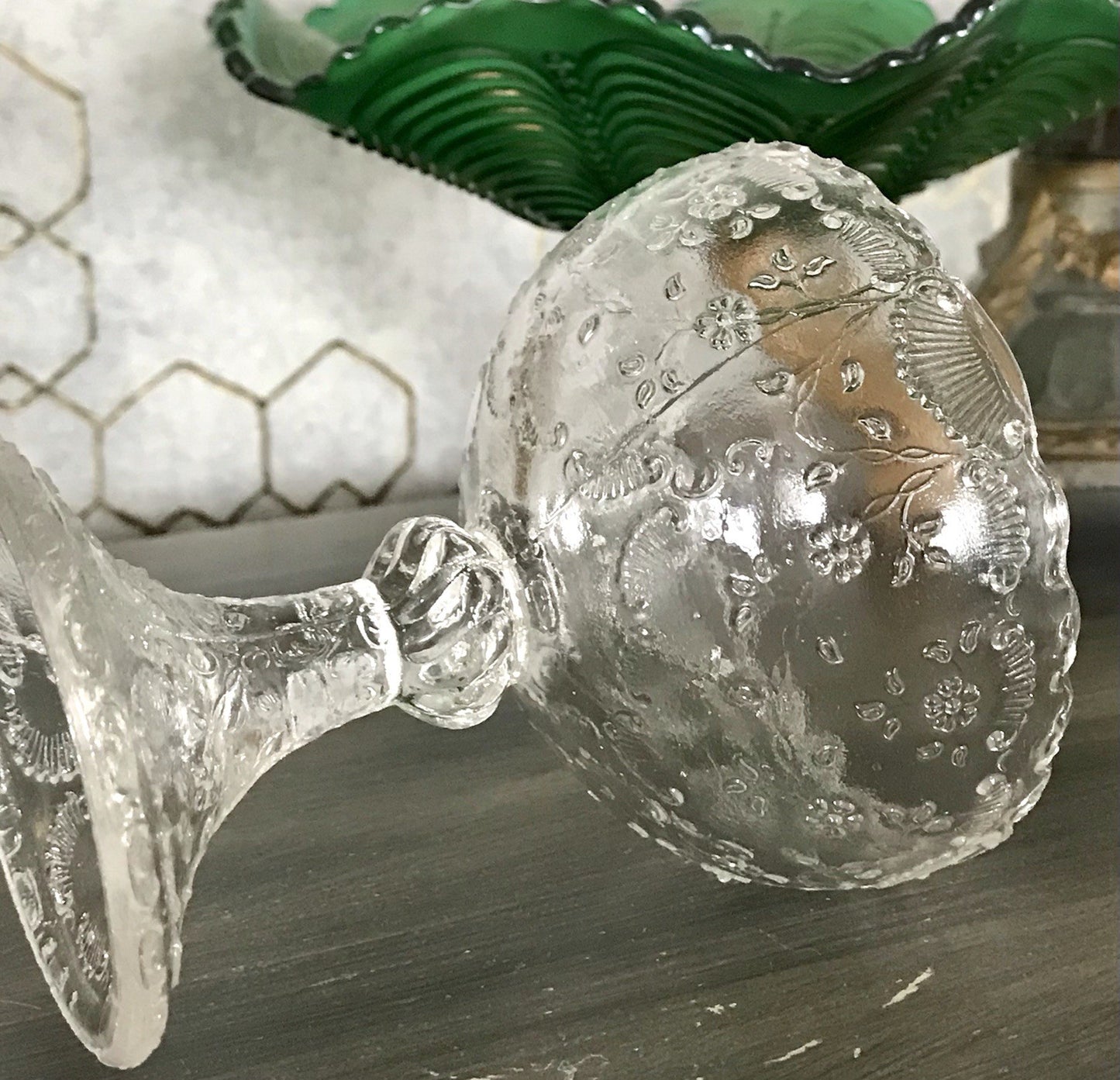 Antik Jugendstil Pressglas Schale Fußschale Schale Zuckerschale Bonboniere süß