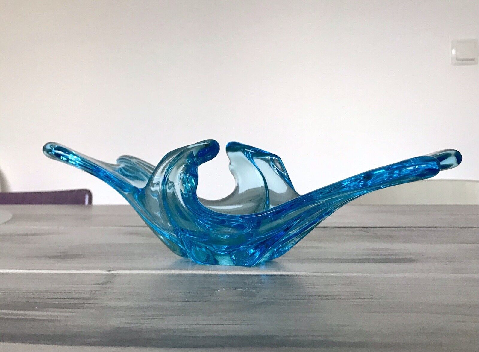 Murano 60er 70er Jahre Schale Glas Schön zipfelig türkis blau