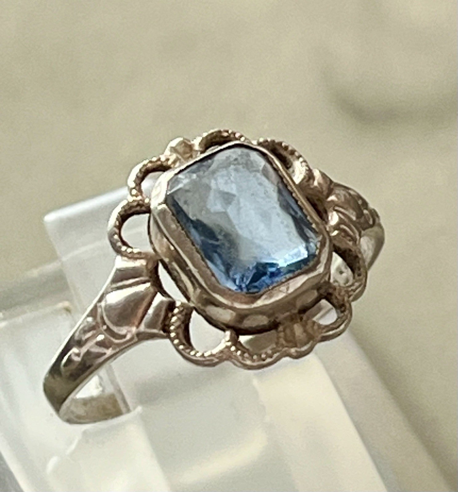 Antik Jugendstil blauer Stein DAMEN RING 835 Silber SUPER Gr.51