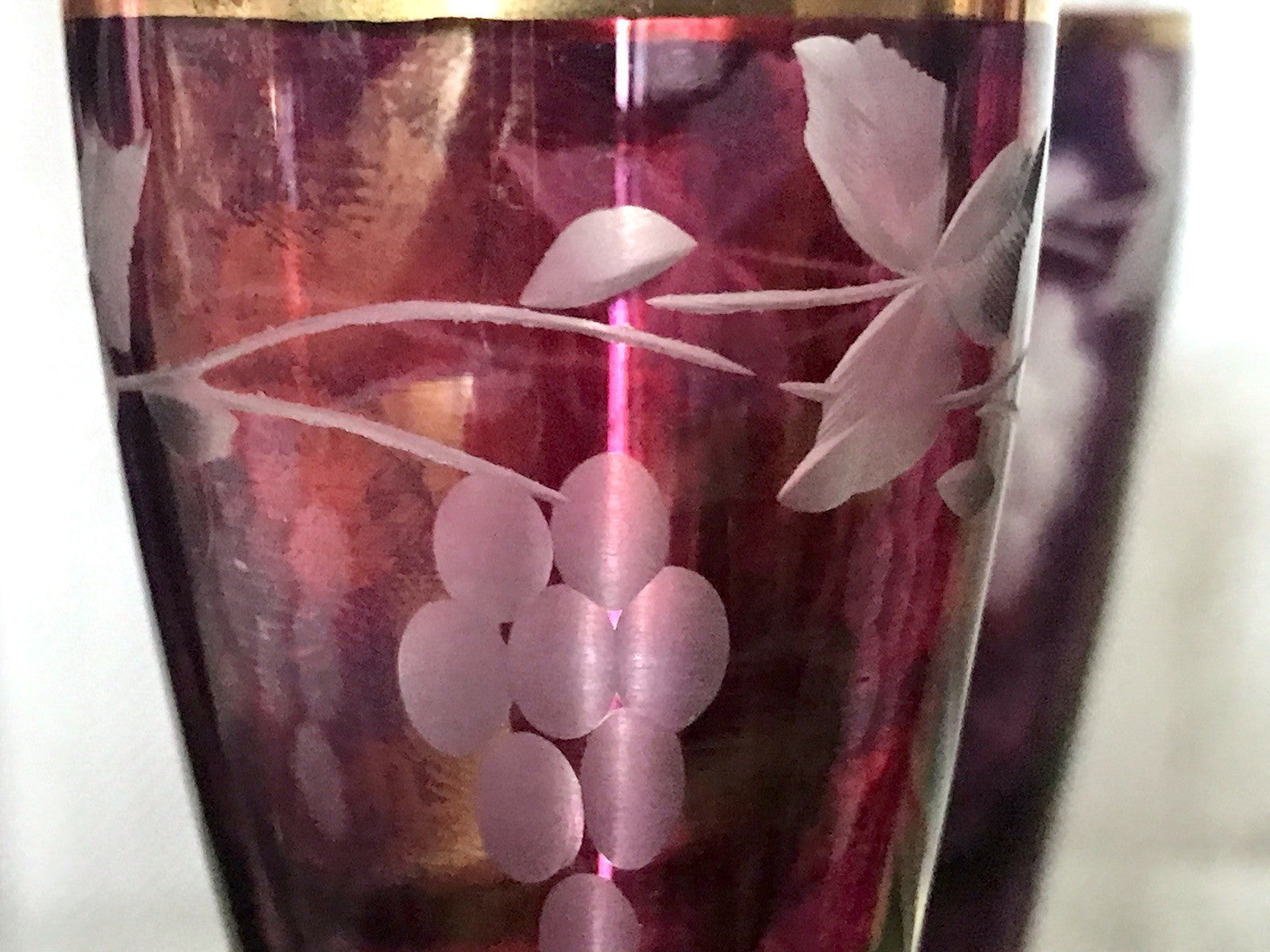 Antik Jugendstil Art Déco 5 Pinnchen Schnapsgläser Golddekor Gläser Schliff ROT