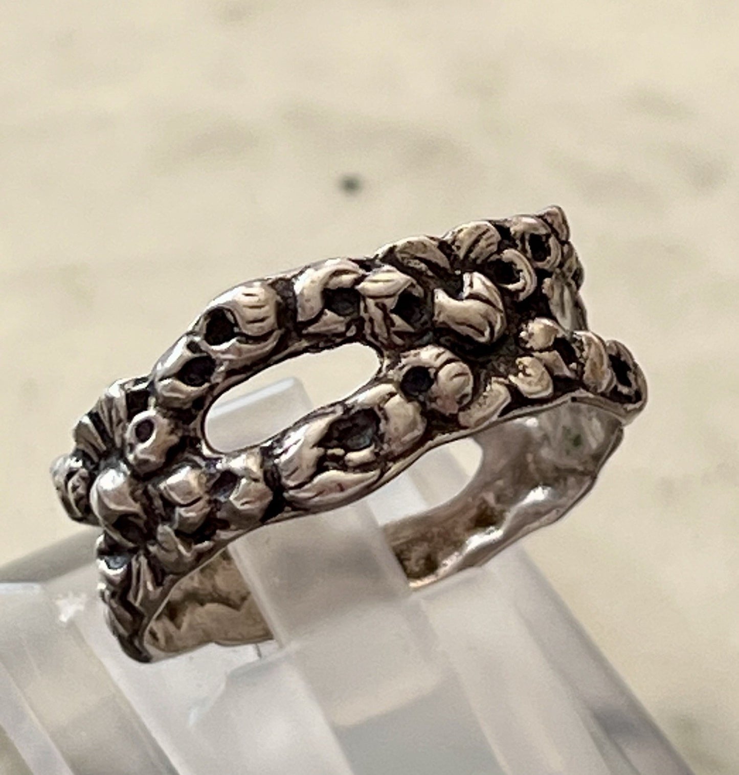 Antik Jugendstil Art Déco Bandring RING 800 Silber Gr.66 67 Durchbruchmuster