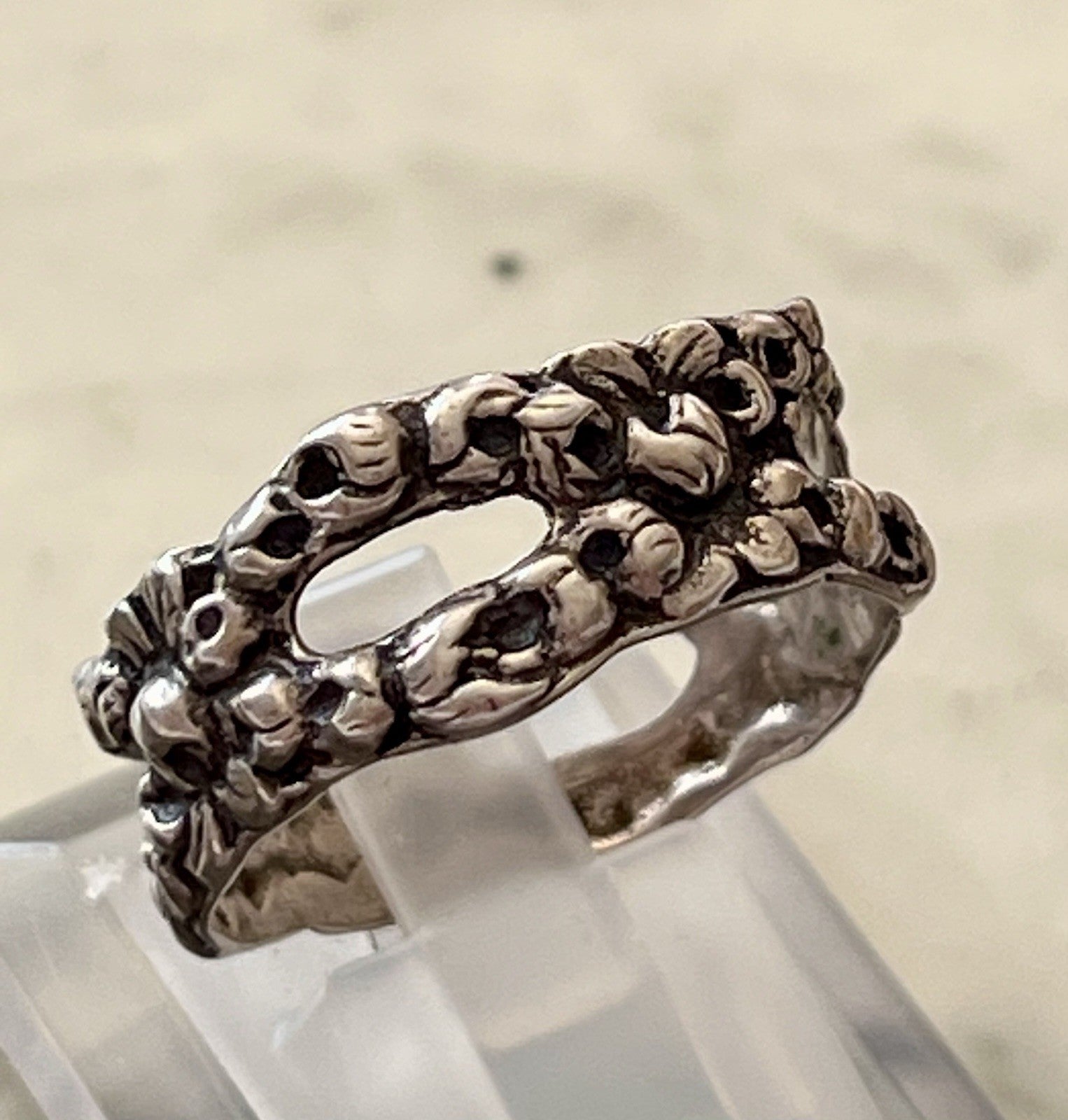Antik Jugendstil Art Déco Bandring RING 800 Silber Gr.66 67 Durchbruchmuster