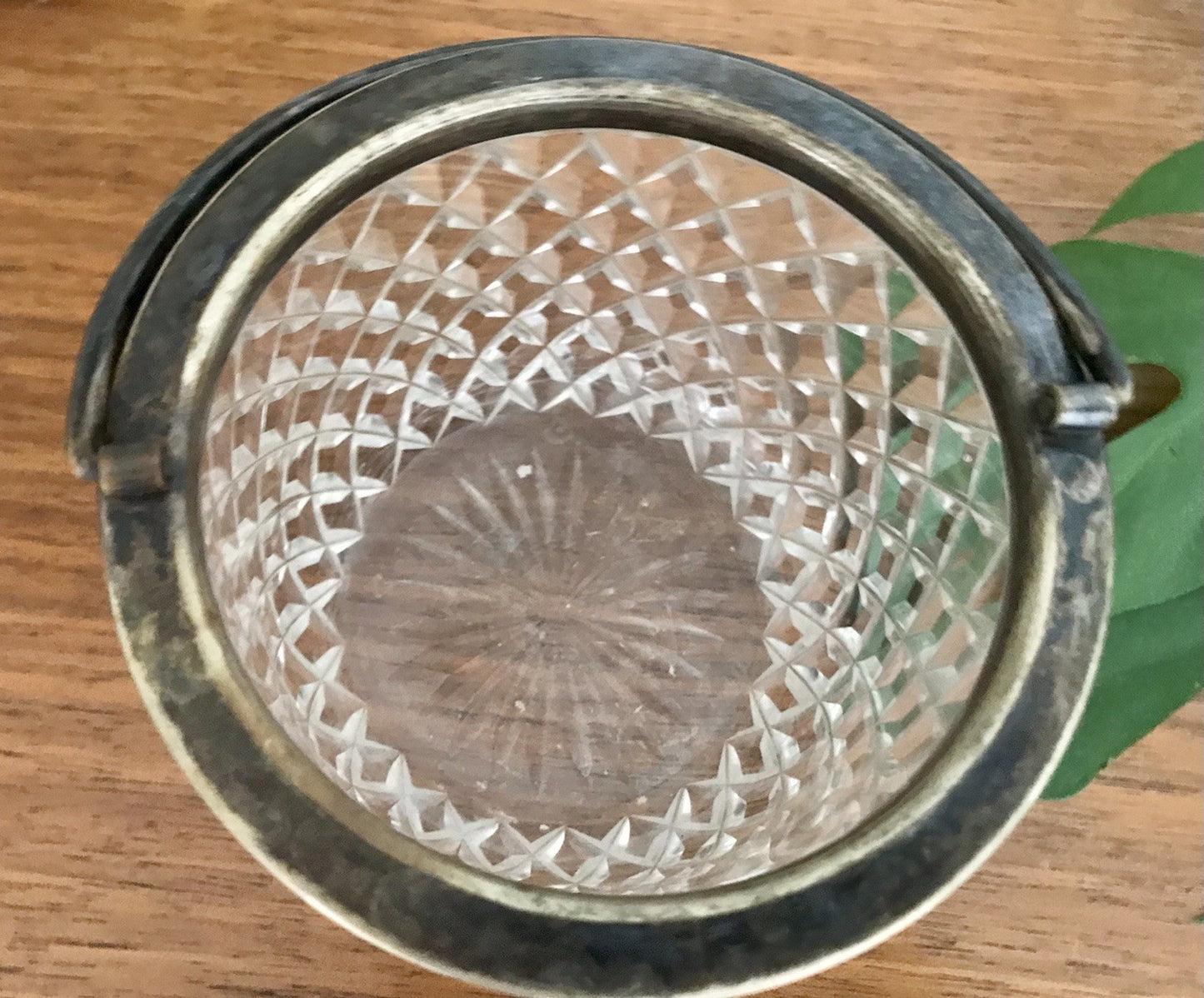 Antik Bonboniere Glasdose Dose Bleikristall edel Schliff Baccarat? versilbert