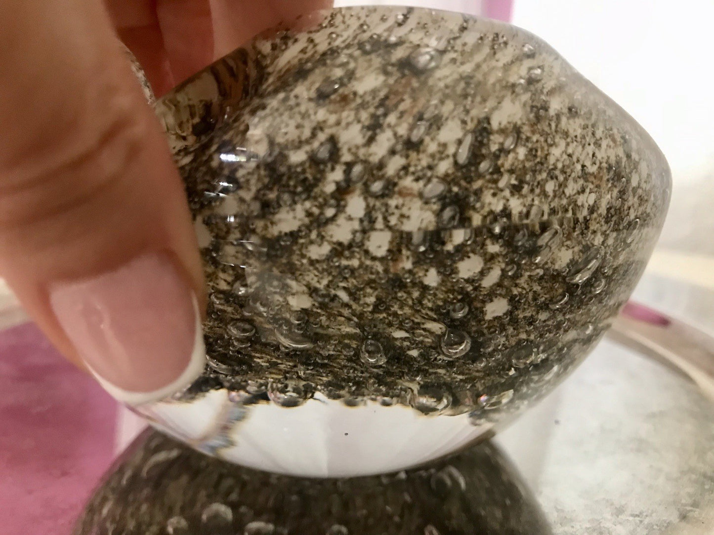 Murano 60er 70er Jahre Schale grau beige weiß So Schön! Schaum Luftblasen