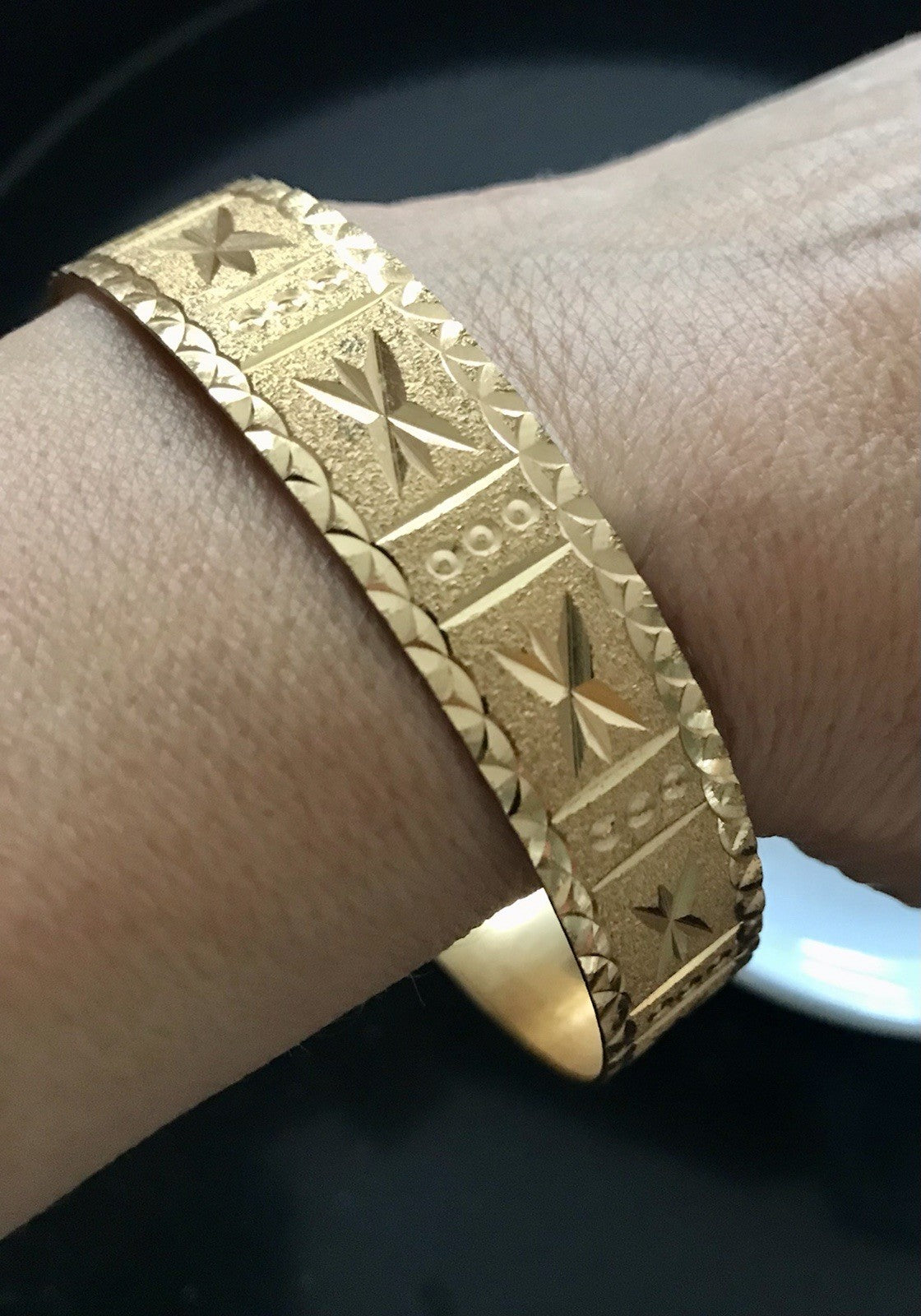 Vintage Art Déco Optik Armband Armreif Armspange vergoldet gold edel