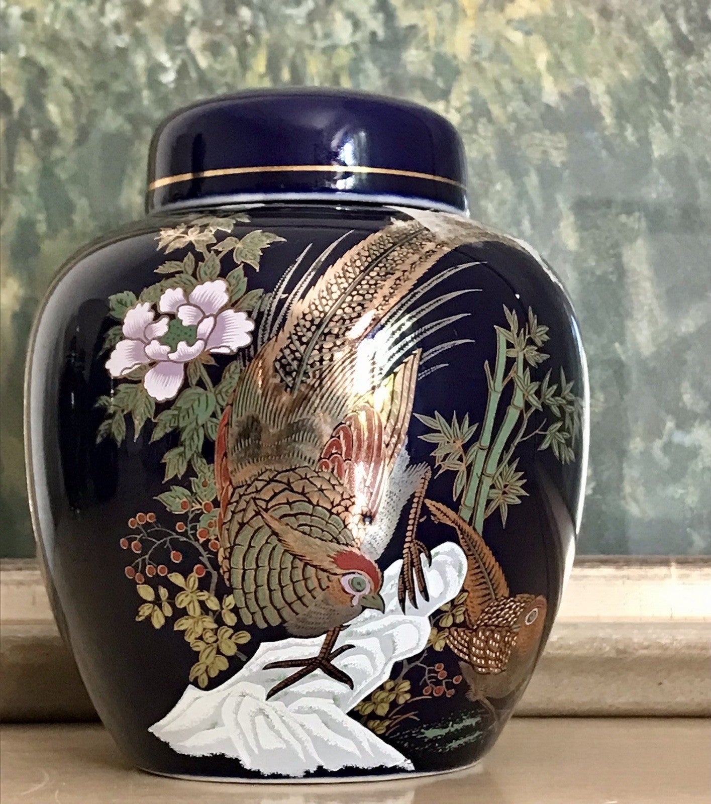 Vintage 1 Porzellan Teedose Vase? Dose Urne MCModernistisch kobalt blau