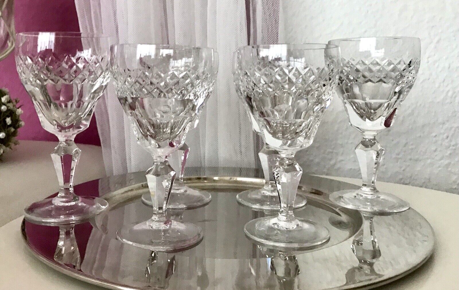 Vintage SEHR EDEL 6x Weingläser Gläser Kristallglas So schön!