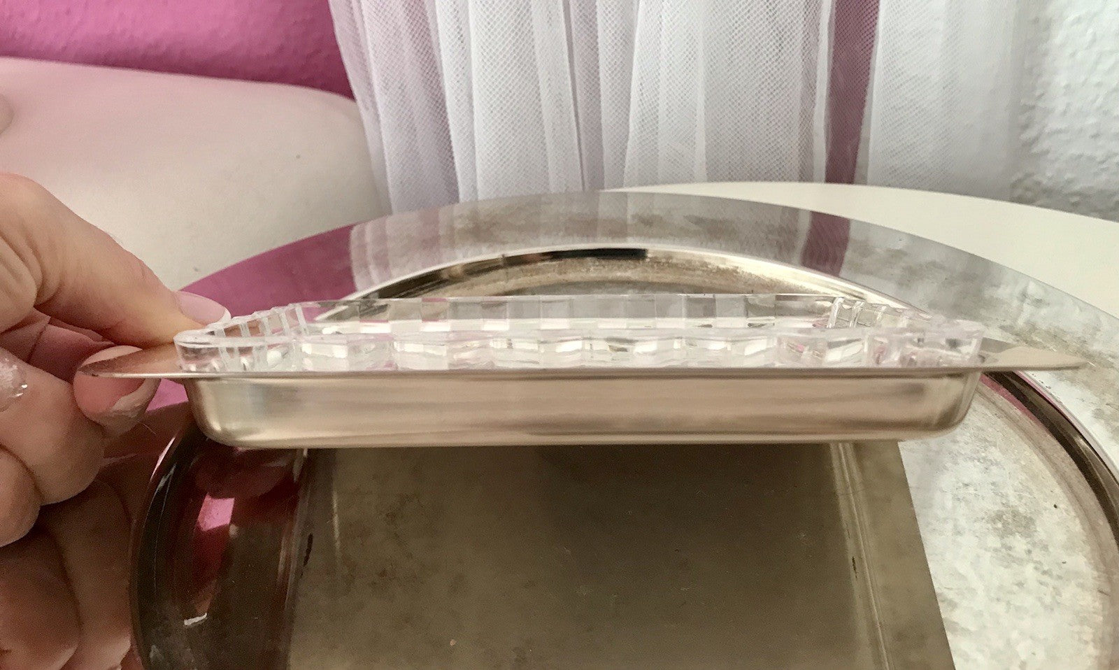 Vintage alt WMF Butterschale versilbert mit Kristallglas Einsatz Wagenfeld Ära
