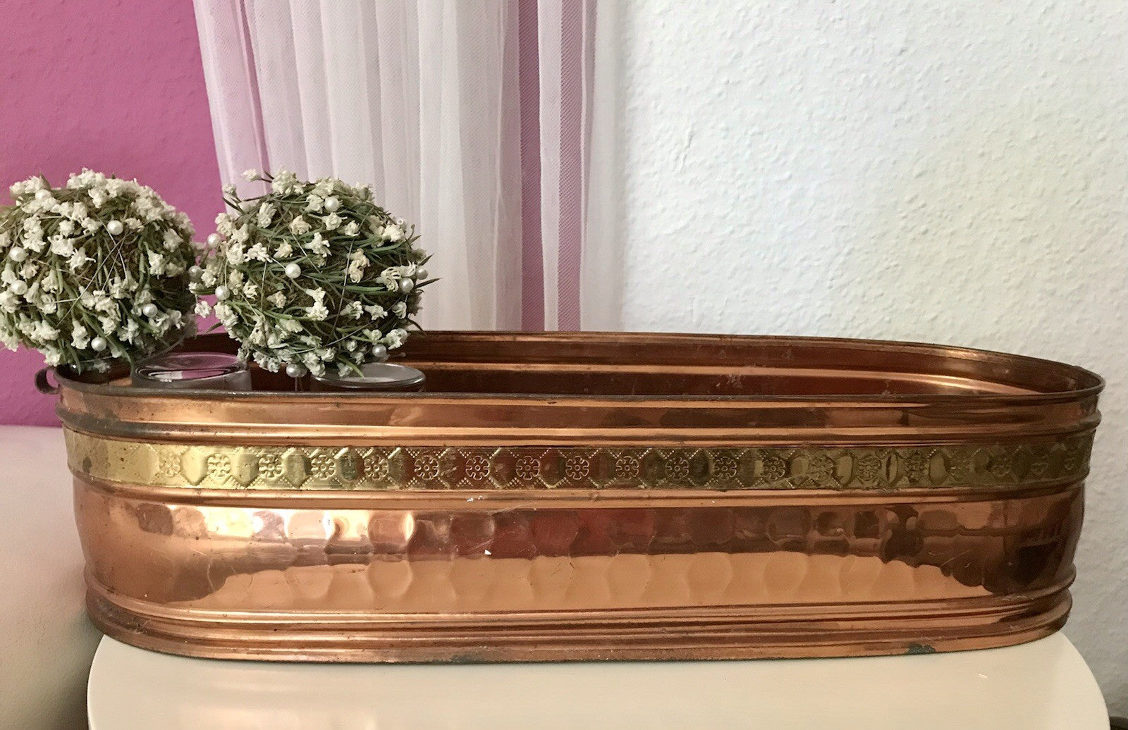 Antik? französisch Pflanzschale Jardiniere Blumentopf Kupfer-Optik Blech verkupf