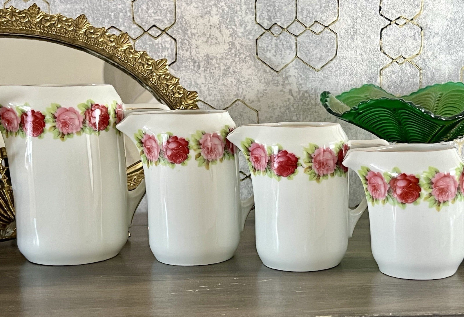Antik 4x Jugendstil Art Dèco Porzellan Kanne Krug Rosen Hermann Unger Zwickau