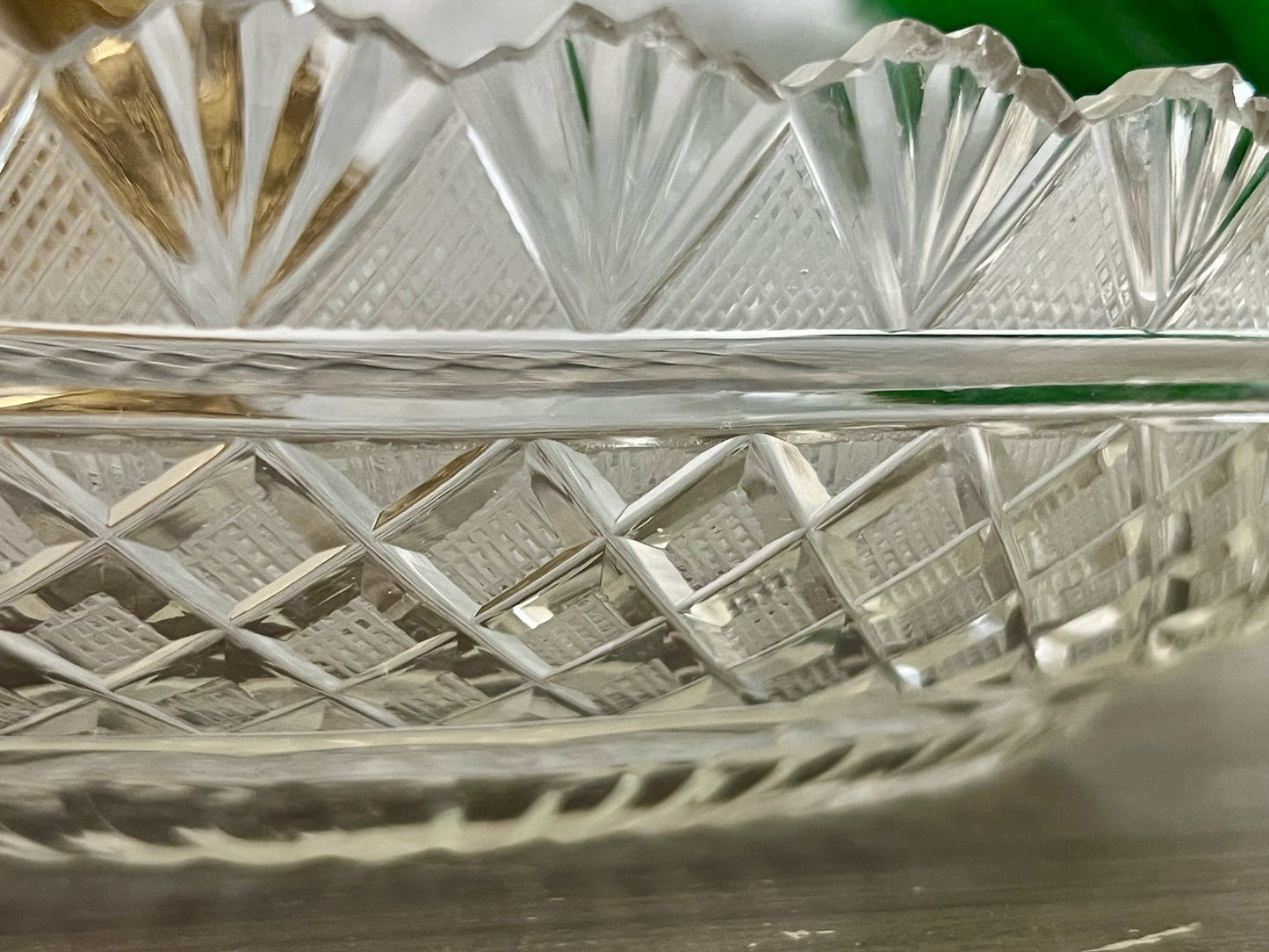 Antik Bleikristall Schale Glasschale Jardiniere Kristallglas Schiffchen Schliff